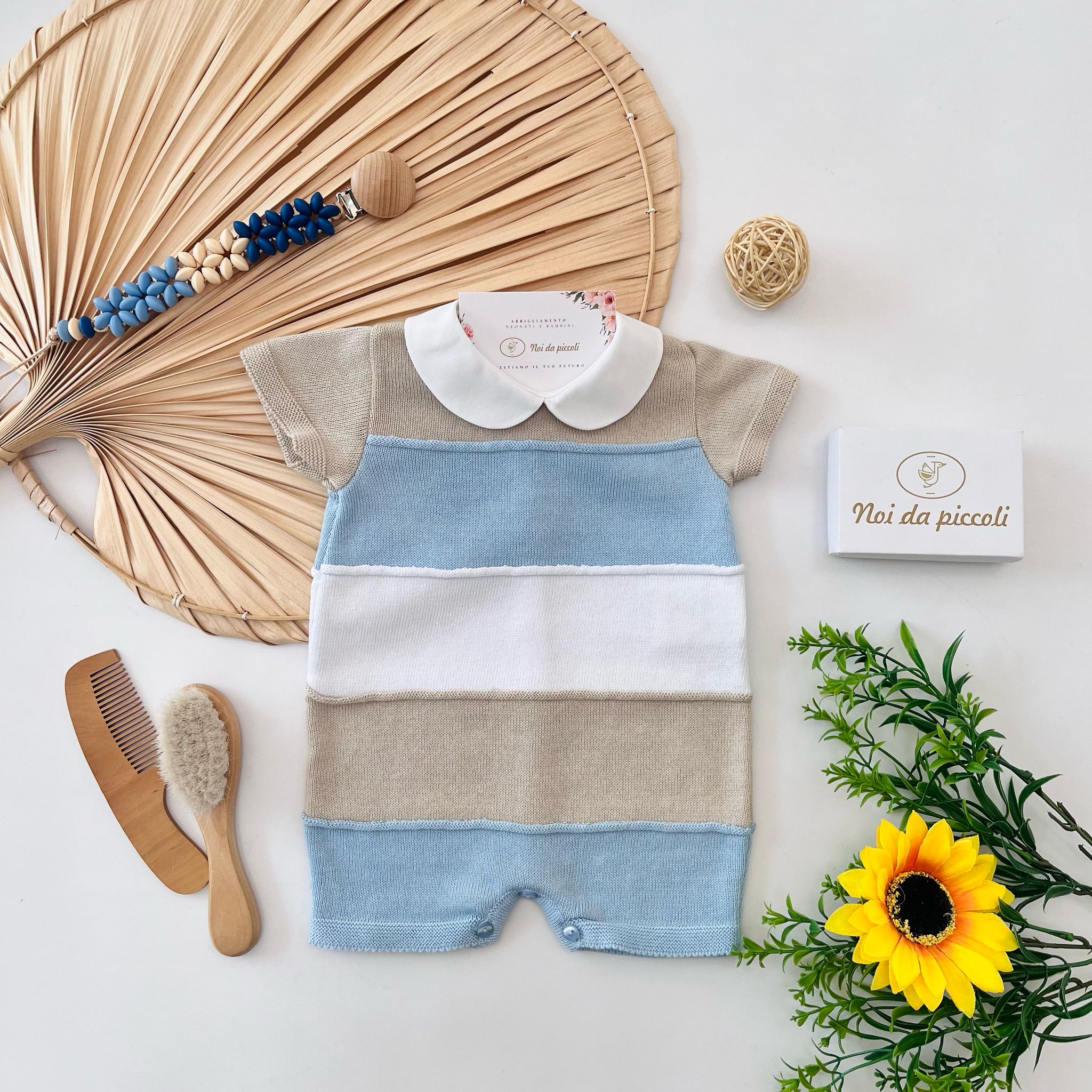 PAGLIACCETTO 100% FILO DI COTONE CIELO BEIGE E BIANCO - Noi da piccoli