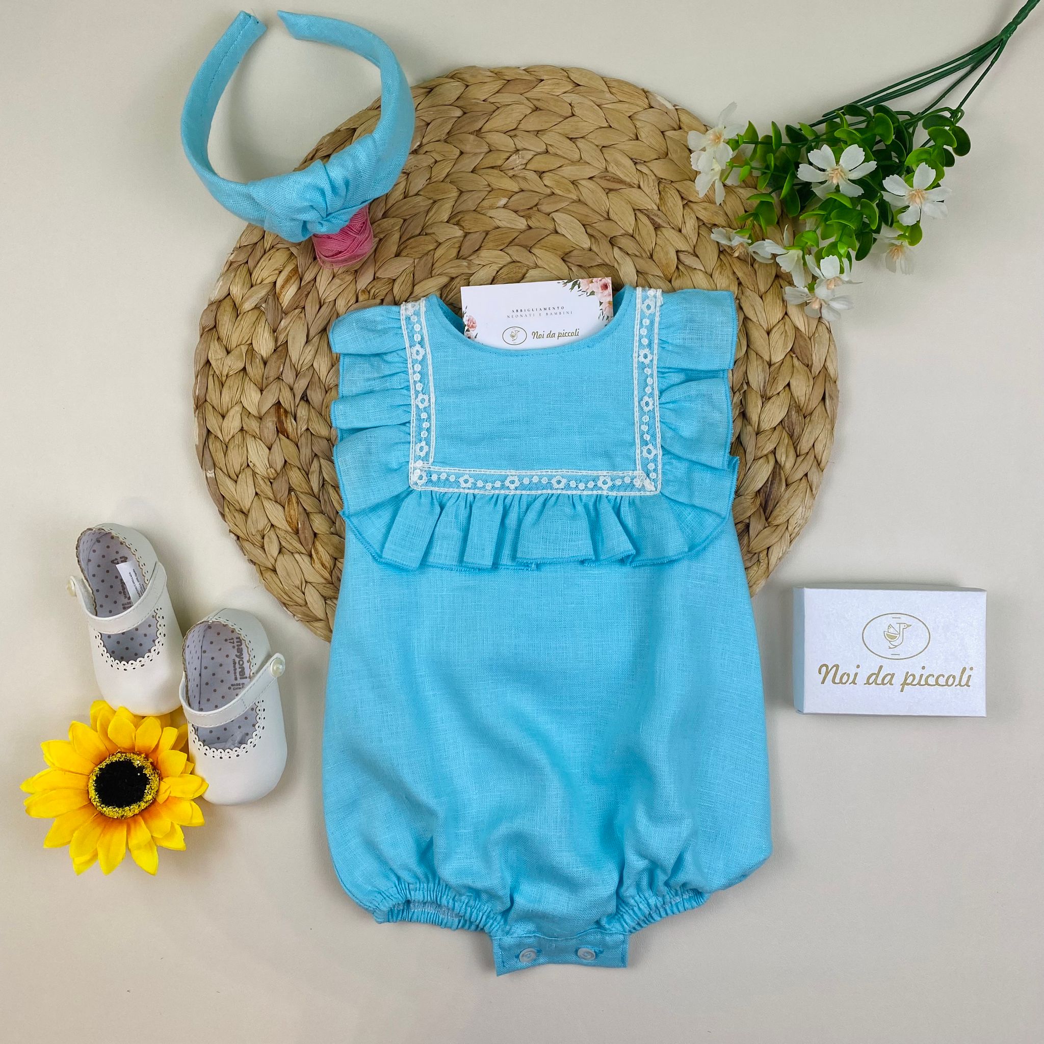 PAGLIACCETTO 100% lino Turchese - Noi da piccoli