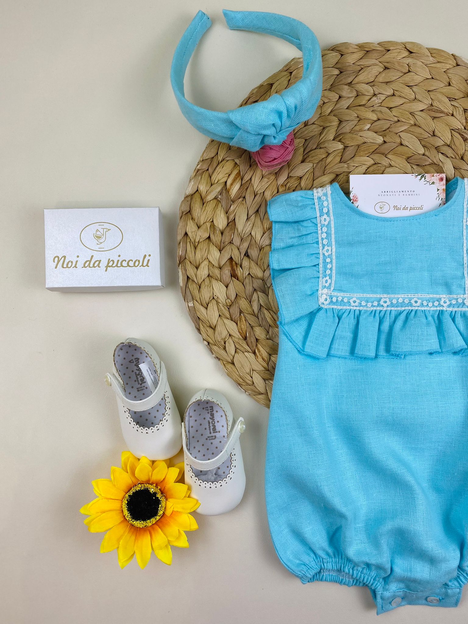 PAGLIACCETTO 100% lino Turchese - Noi da piccoli