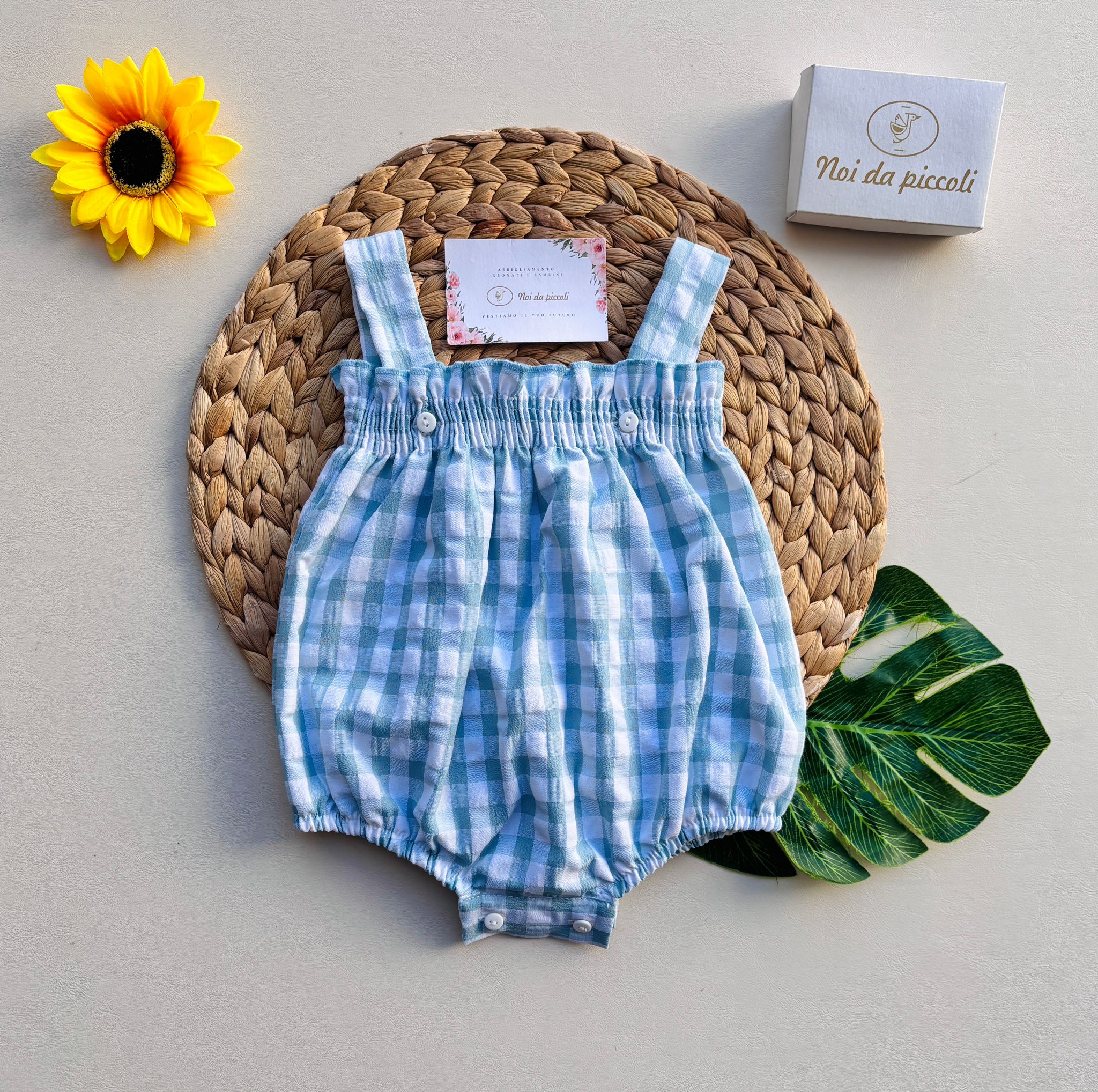 PAGLIACCETTO A GIRO MANICA IN COTONE A QUADRONI NUBE - Noi da piccoli
