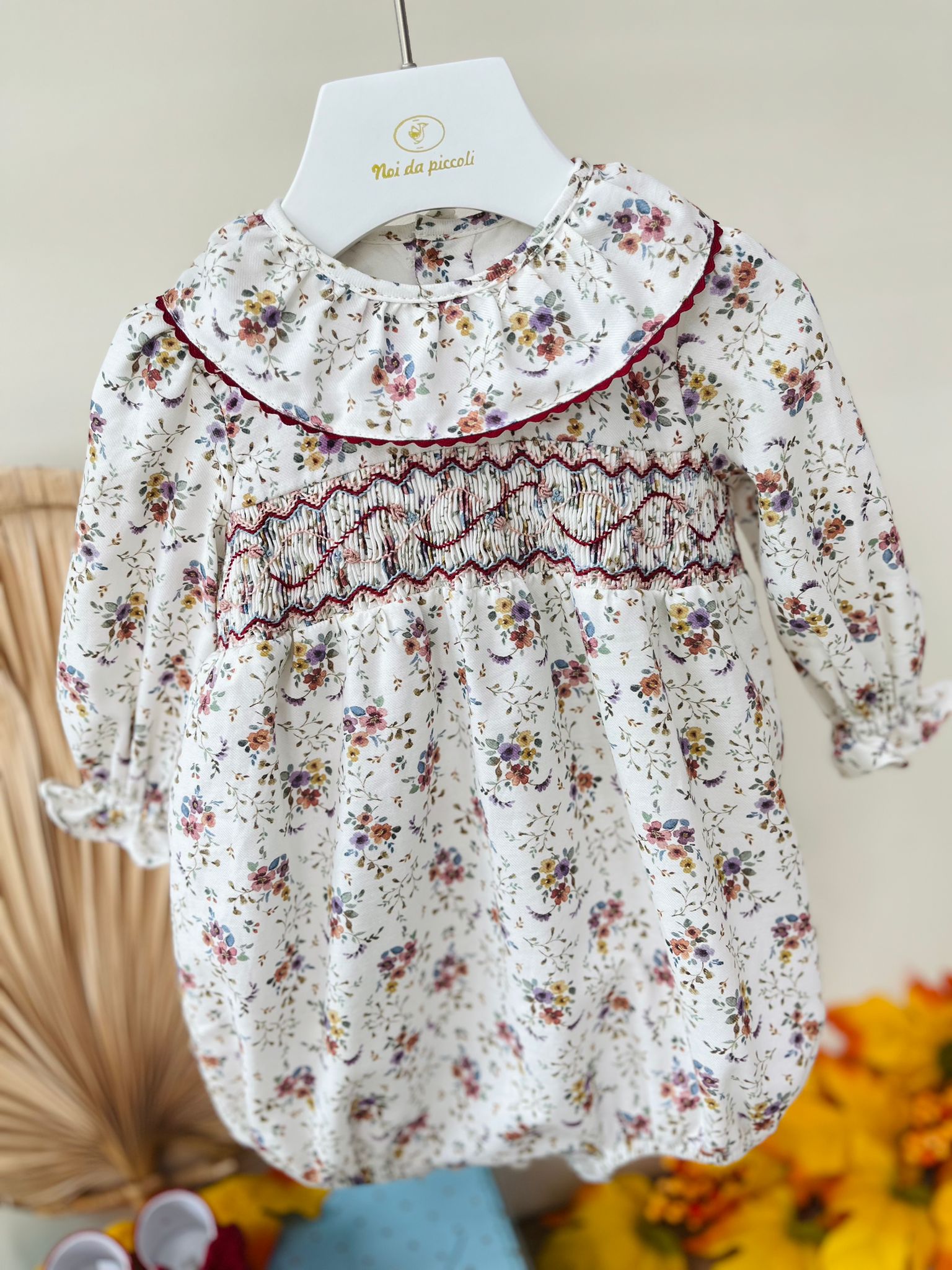PAGLIACCETTO A MANICA LUNGA IN CALDO COTONE FLOREALE FLOREALE - Noi da piccoli