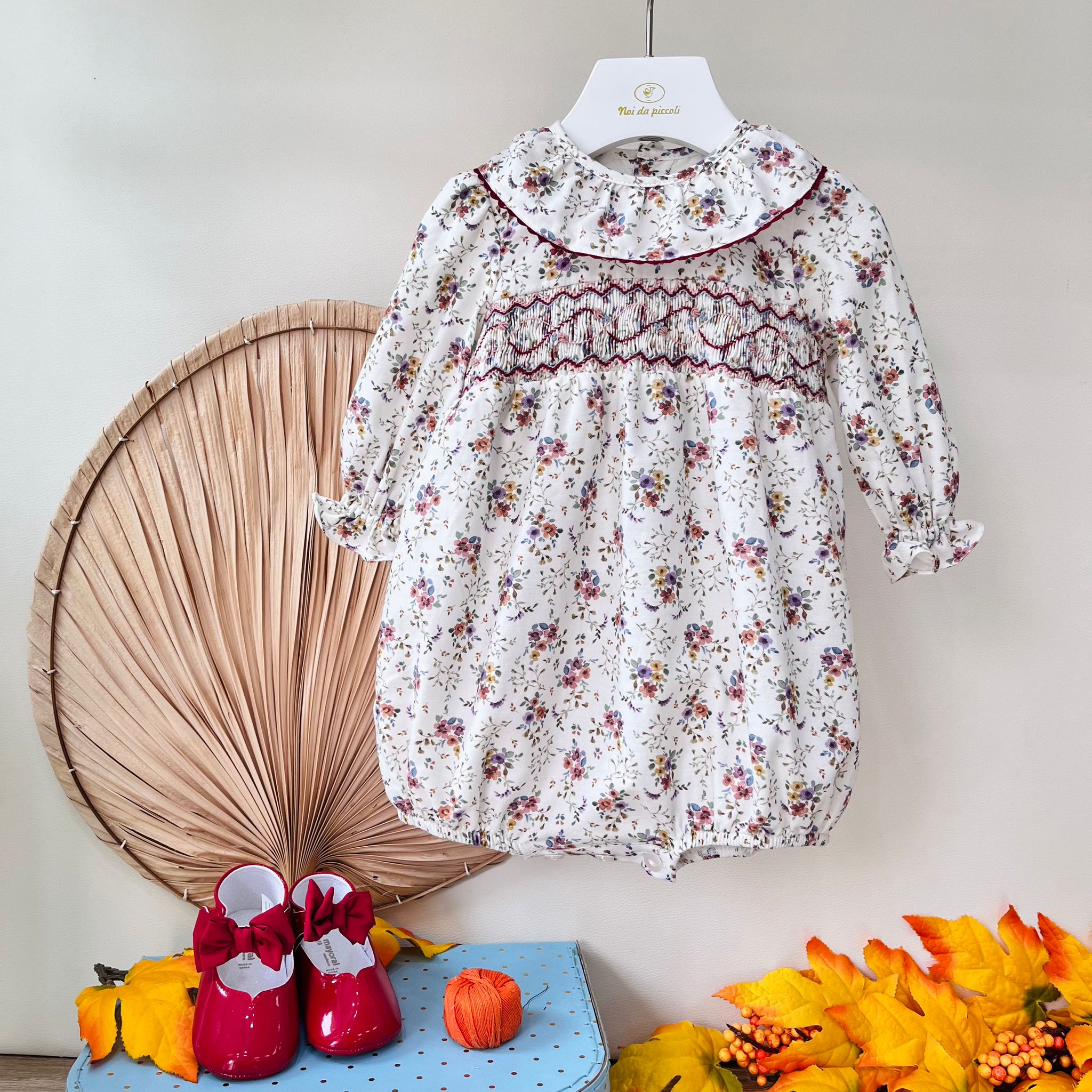 PAGLIACCETTO A MANICA LUNGA IN CALDO COTONE FLOREALE FLOREALE - Noi da piccoli