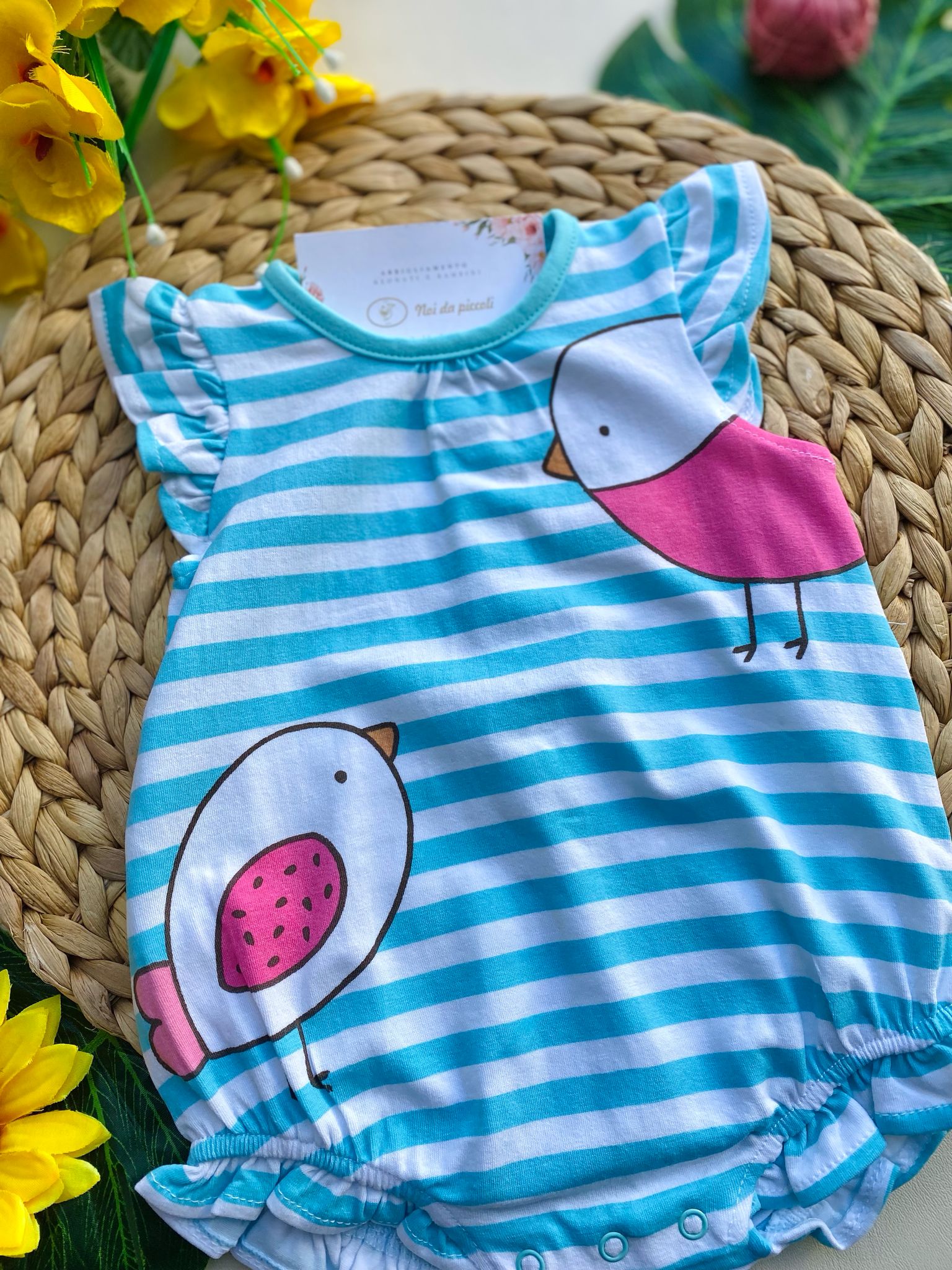 PAGLIACCETTO A RIGHE BIANCO E AZZURRO CON OCHETTE - Noi da piccoli