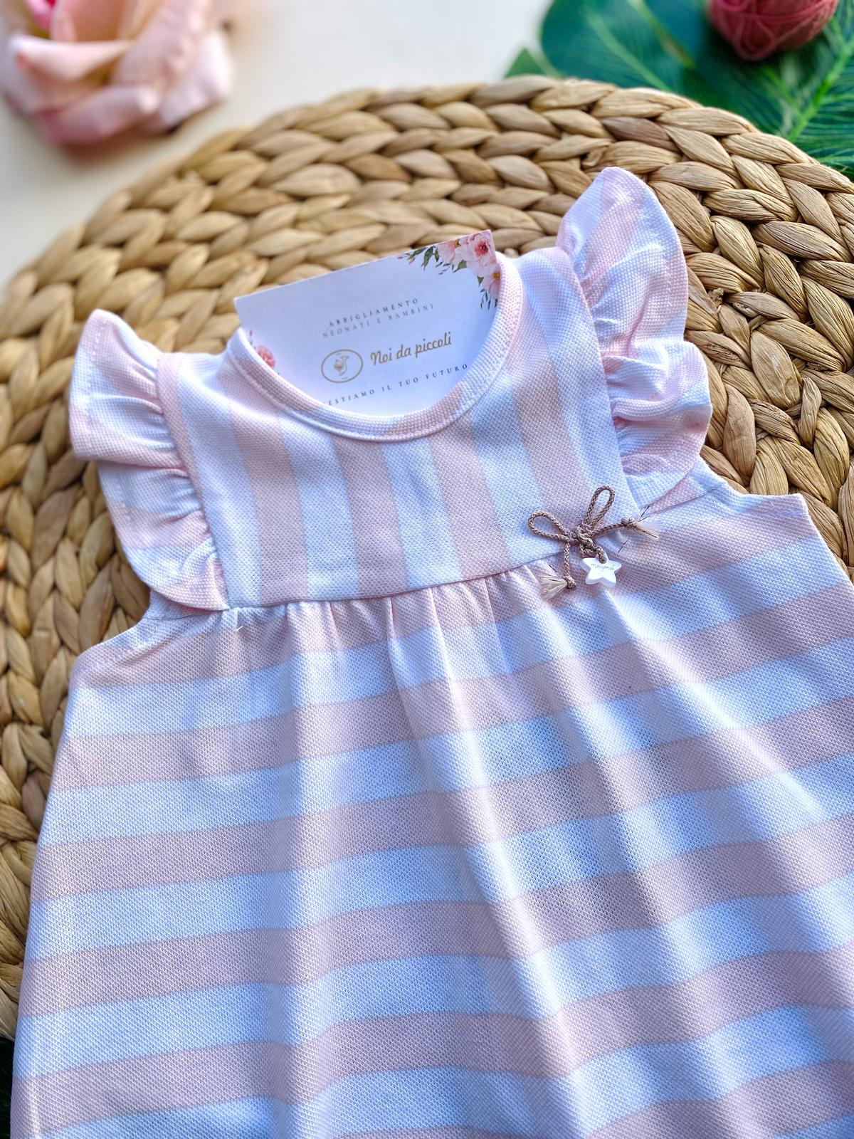 PAGLIACCETTO A RIGHE BIANCO E ROSA - Noi da piccoli