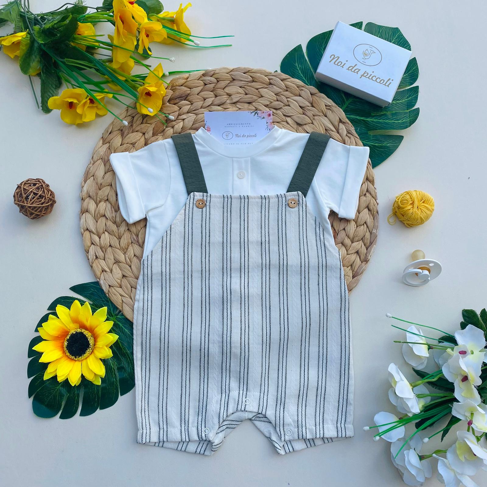 PAGLIACCETTO BEIGE CON RIGHE VERDI - Noi da piccoli