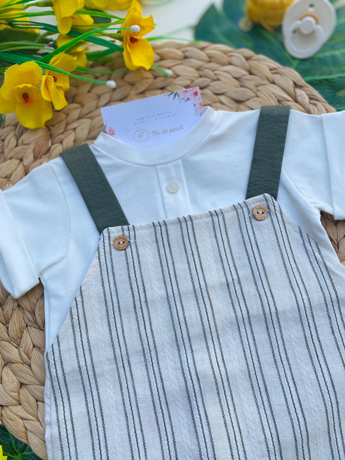 PAGLIACCETTO BEIGE CON RIGHE VERDI - Noi da piccoli