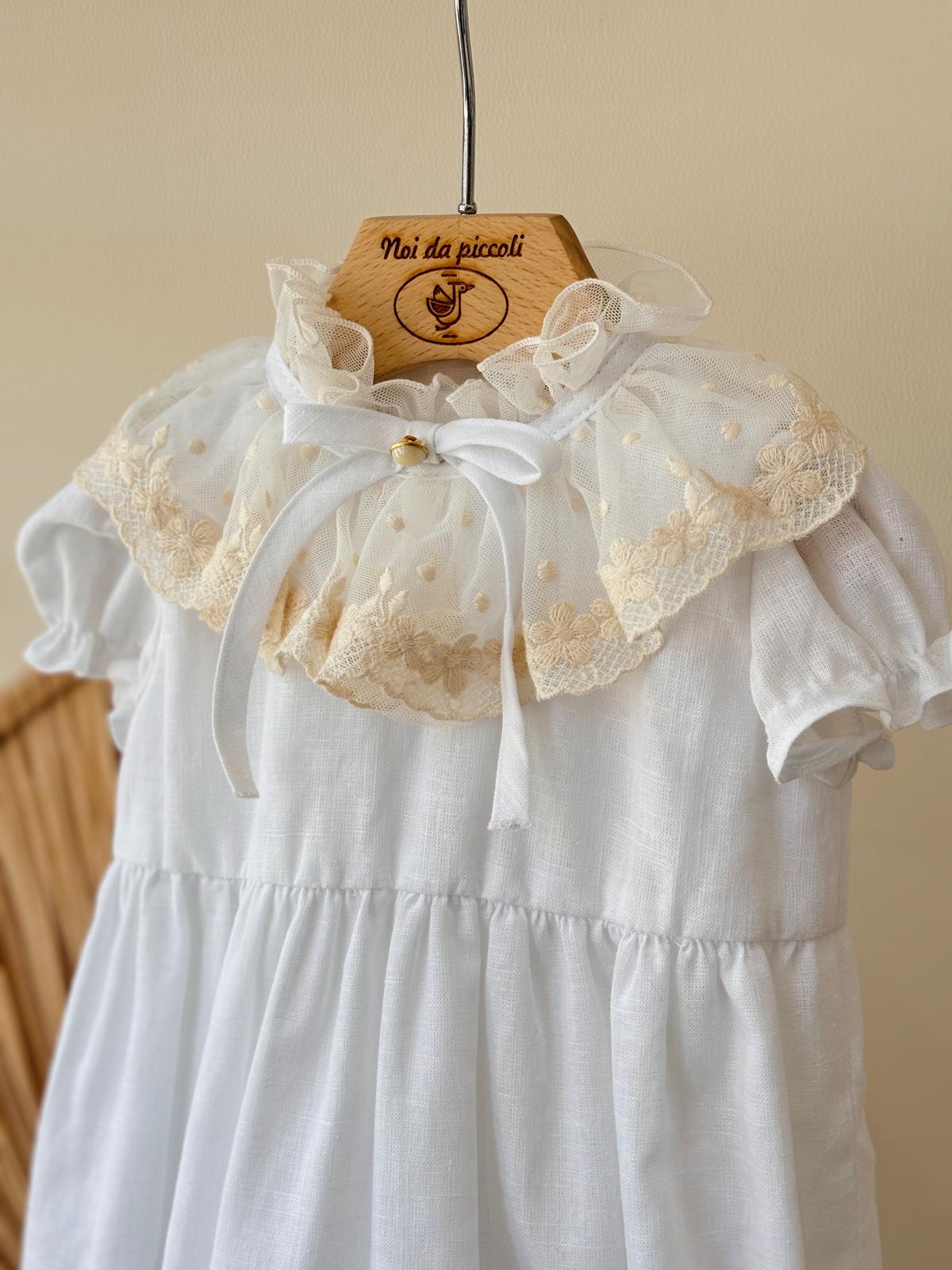 PAGLIACCETTO BIANCO CON COLLO VOILA VELATO - Noi da piccoli