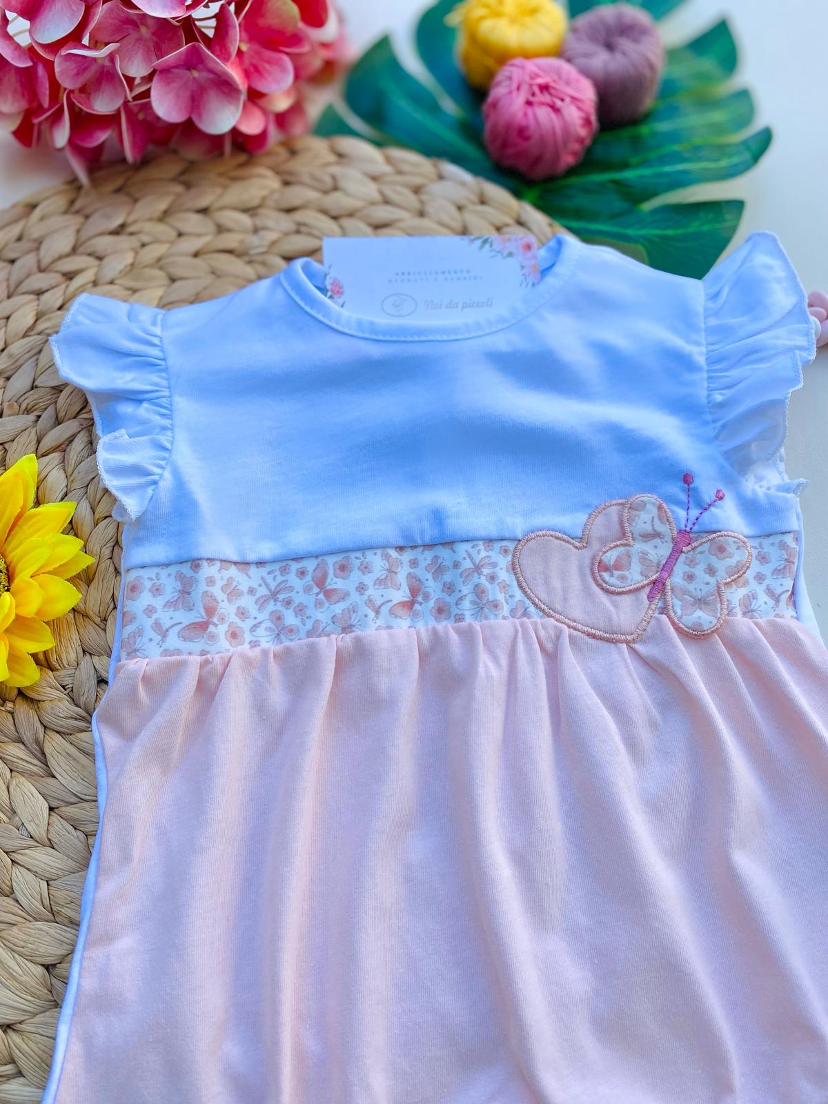 PAGLIACCETTO BIANCO E ROSA CON FARFALLINE E CUORICINO - Noi da piccoli