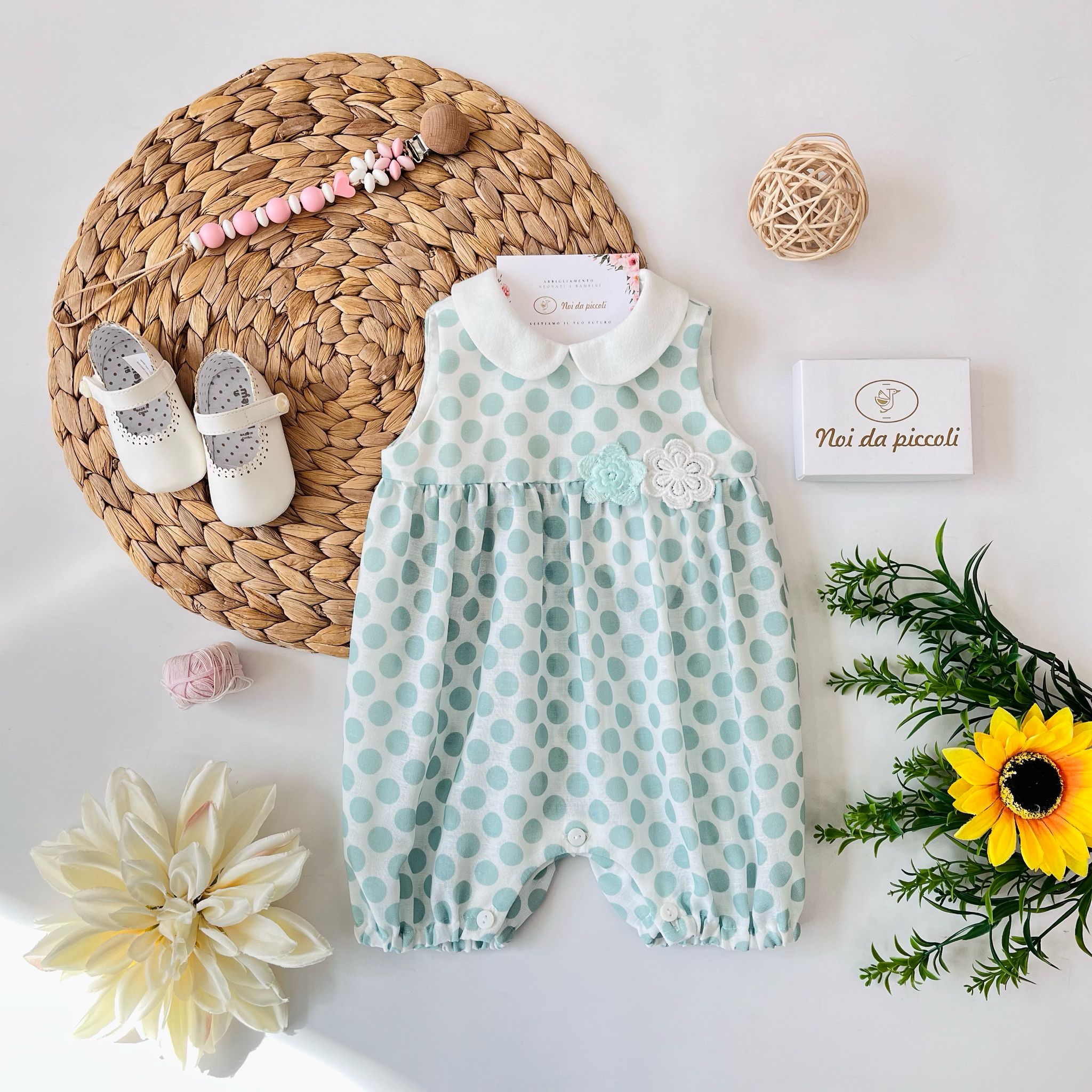 PAGLIACCETTO Bianco e verde a pois - Noi da piccoli