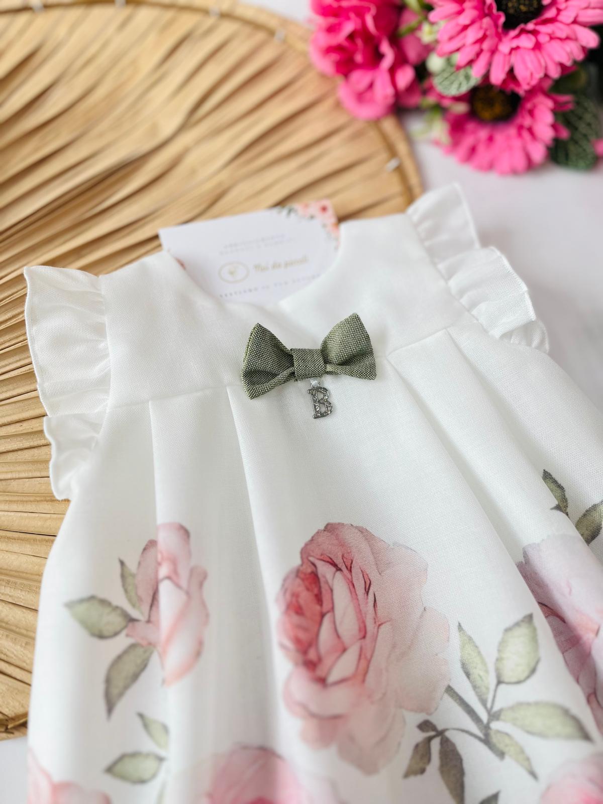 PAGLIACCETTO BIANCO FLOREARE CON FIOCCHETTO VERDE - Noi da piccoli