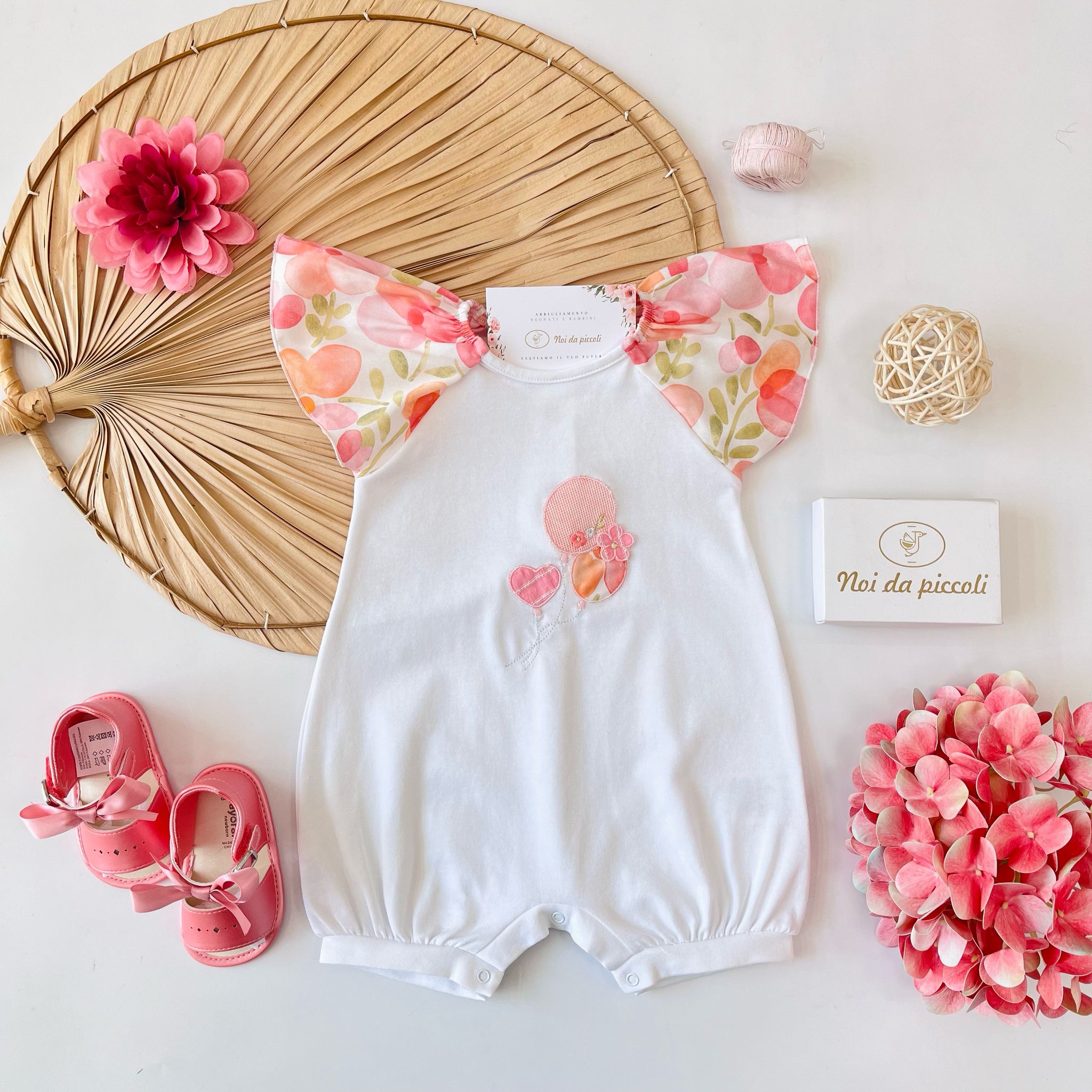 PAGLIACCETTO BIANCO MANICA FLORALE - Noi da piccoli