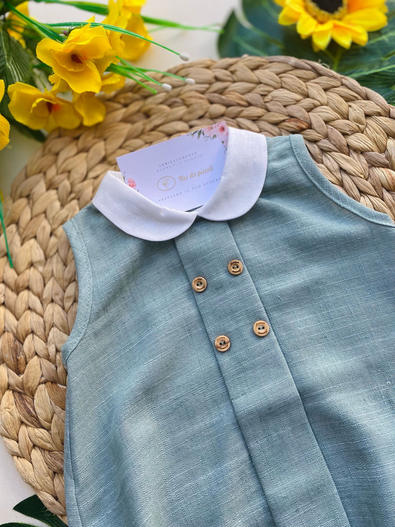 PAGLIACCETTO CIELO CON COLLETTO BIANCO - Noi da piccoli