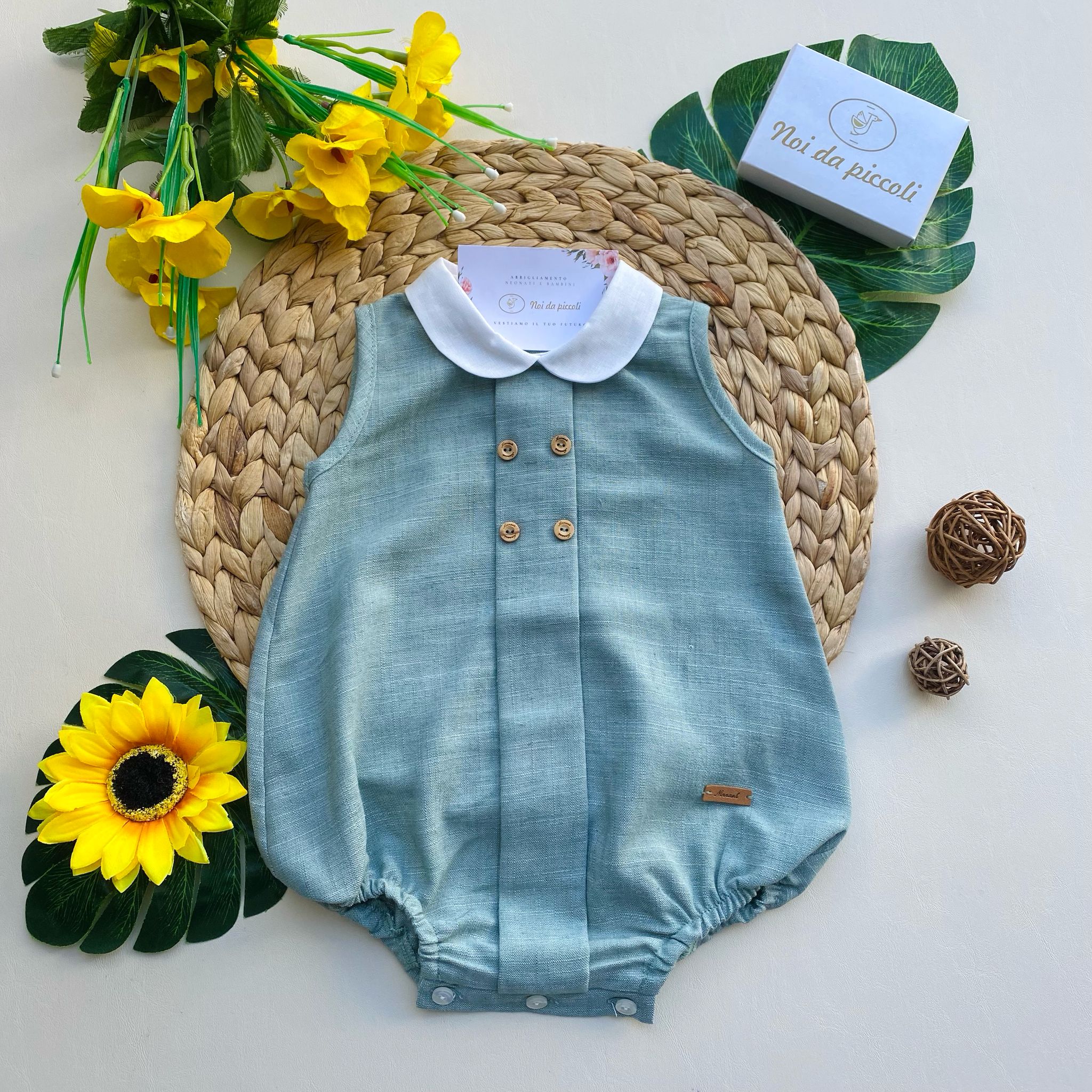 PAGLIACCETTO CIELO CON COLLETTO BIANCO - Noi da piccoli