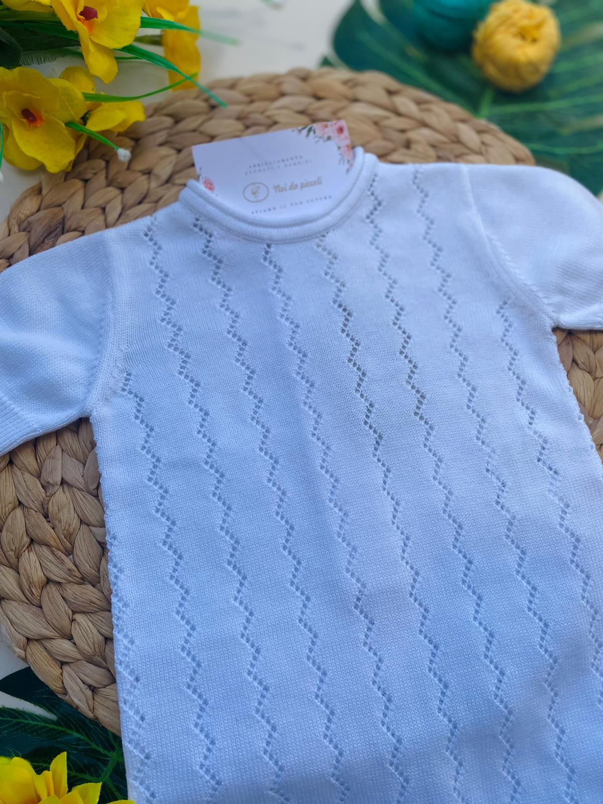 PAGLIACCETTO CIELO CON RICAMI VERTICALI - Noi da piccoli