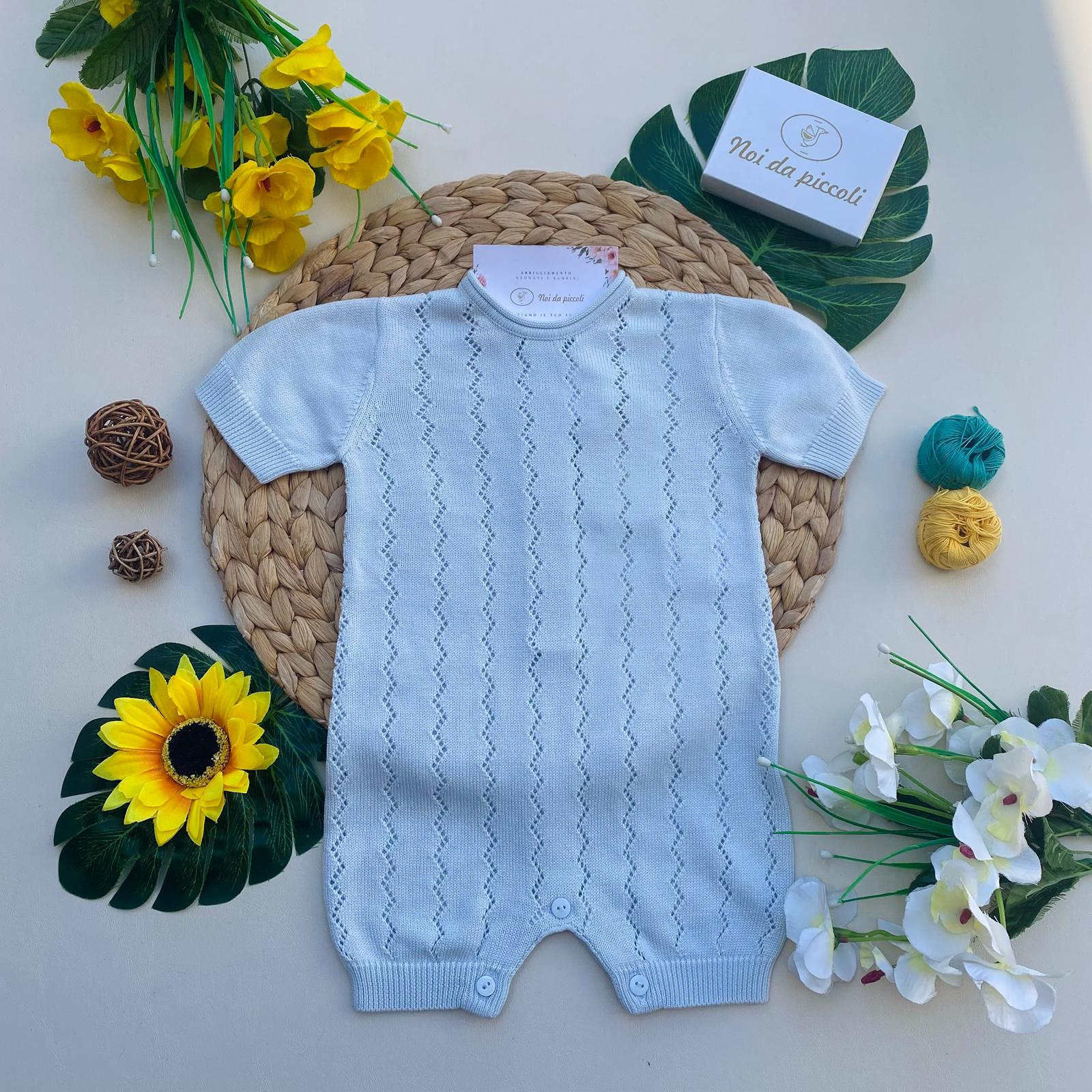 PAGLIACCETTO CIELO CON RICAMI VERTICALI - Noi da piccoli