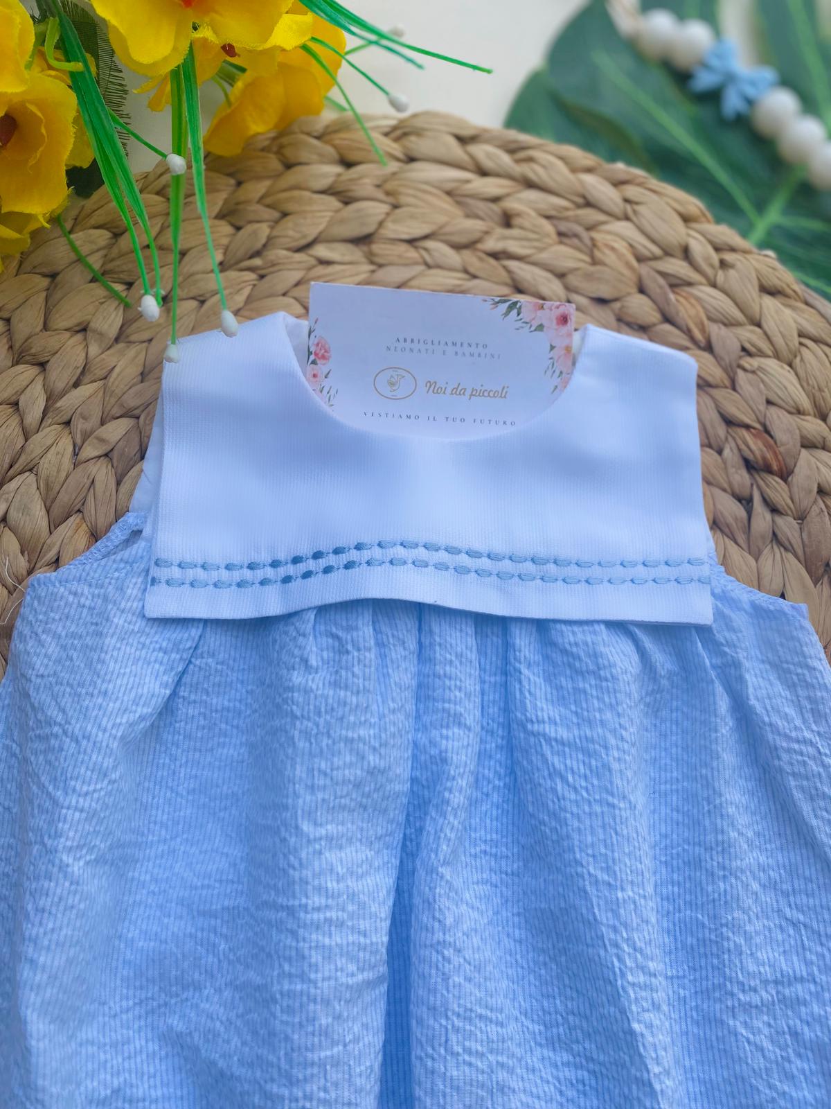 PAGLIACCETTO CIELO E BIANCO CON RICAMI - Noi da piccoli