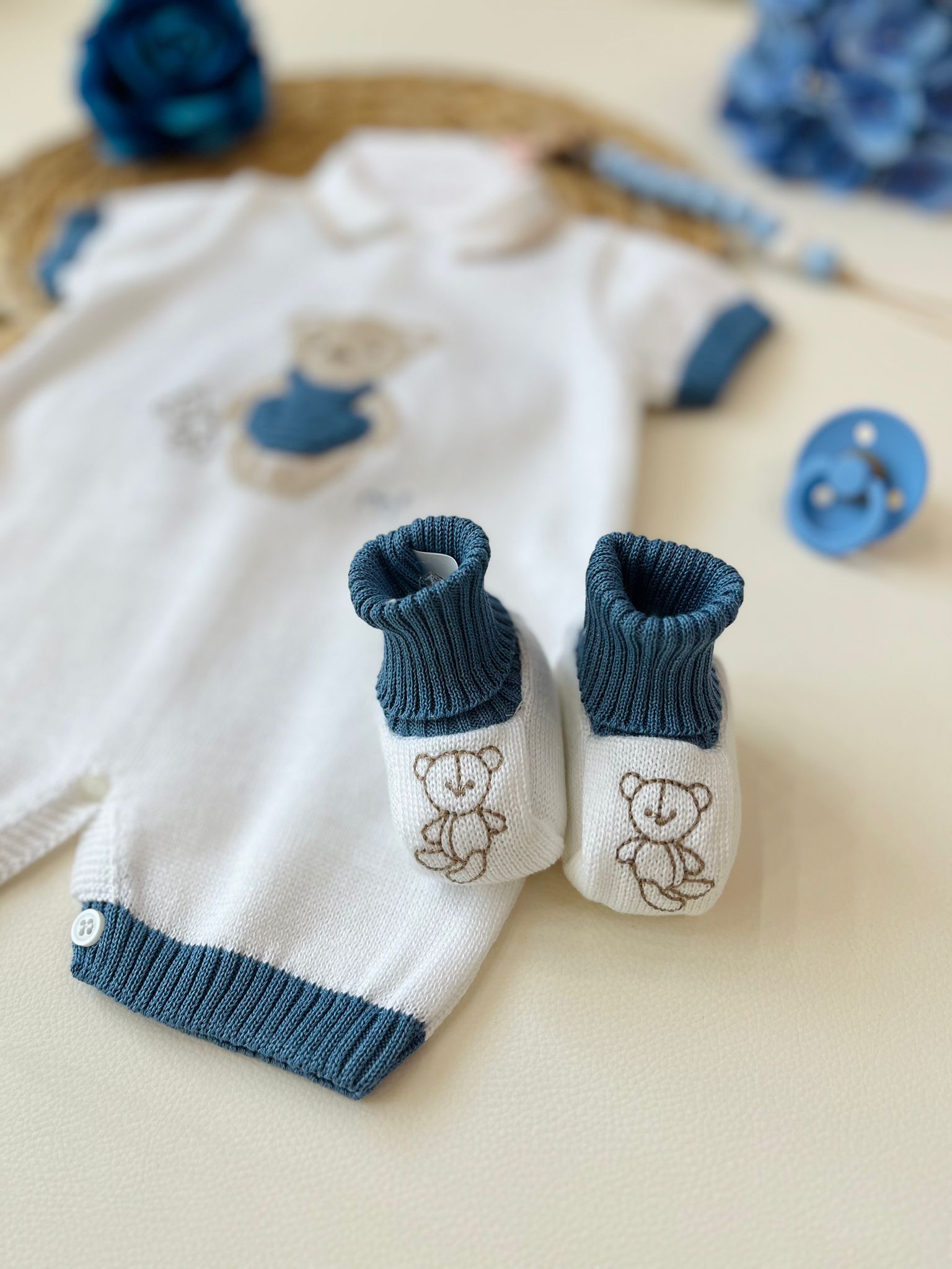 PAGLIACCETTO CON BABBUCCE 100 % COTONE Bianco - Noi da piccoli