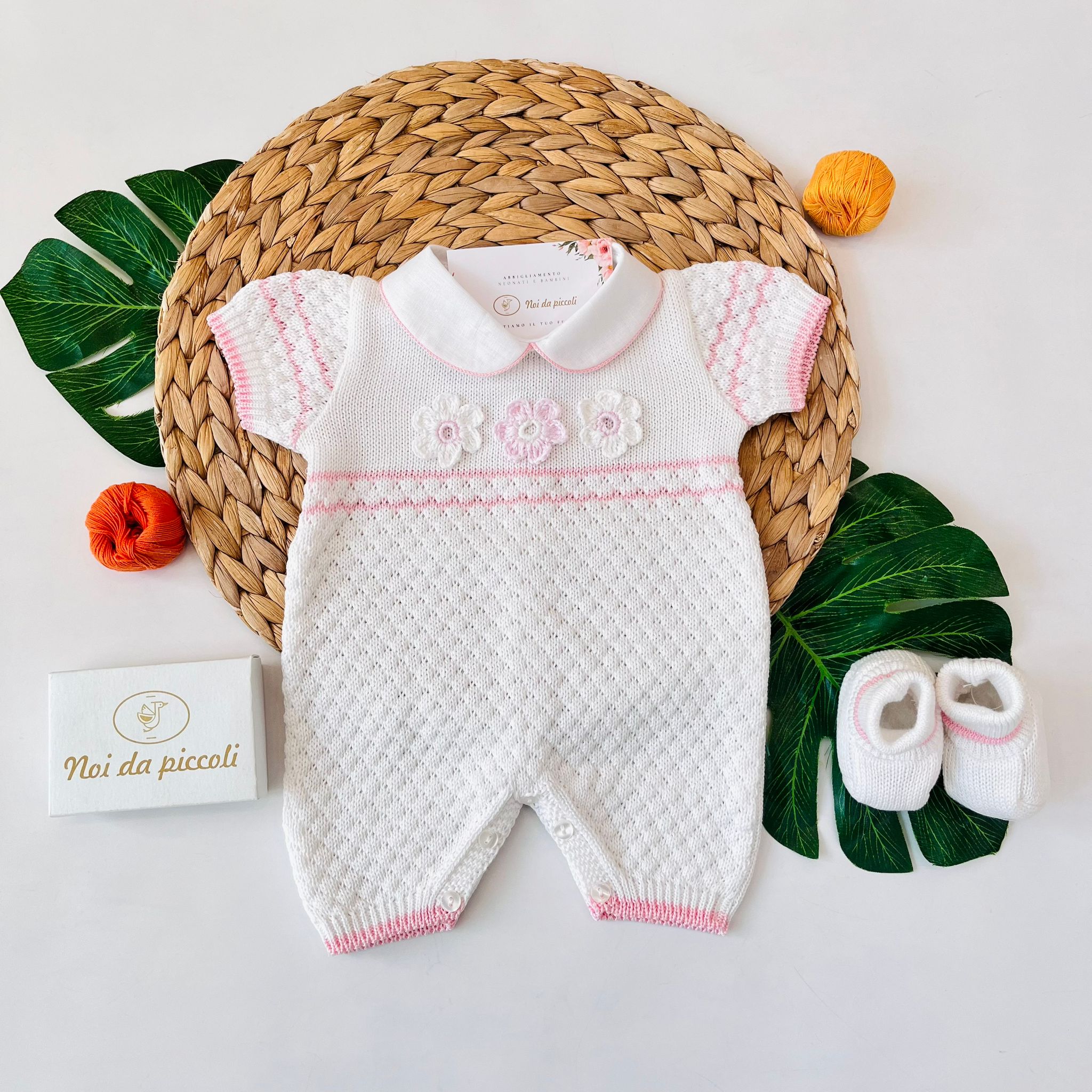 PAGLIACCETTO CON BABBUCCE 100% FILO DI COTONE BIANCO - Noi da piccoli