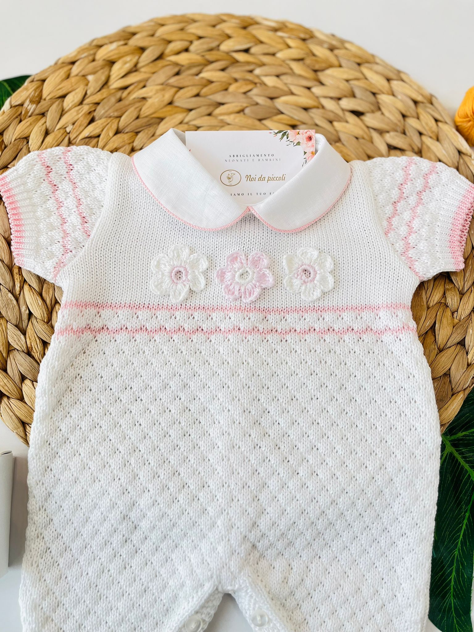 PAGLIACCETTO CON BABBUCCE 100% FILO DI COTONE BIANCO - Noi da piccoli