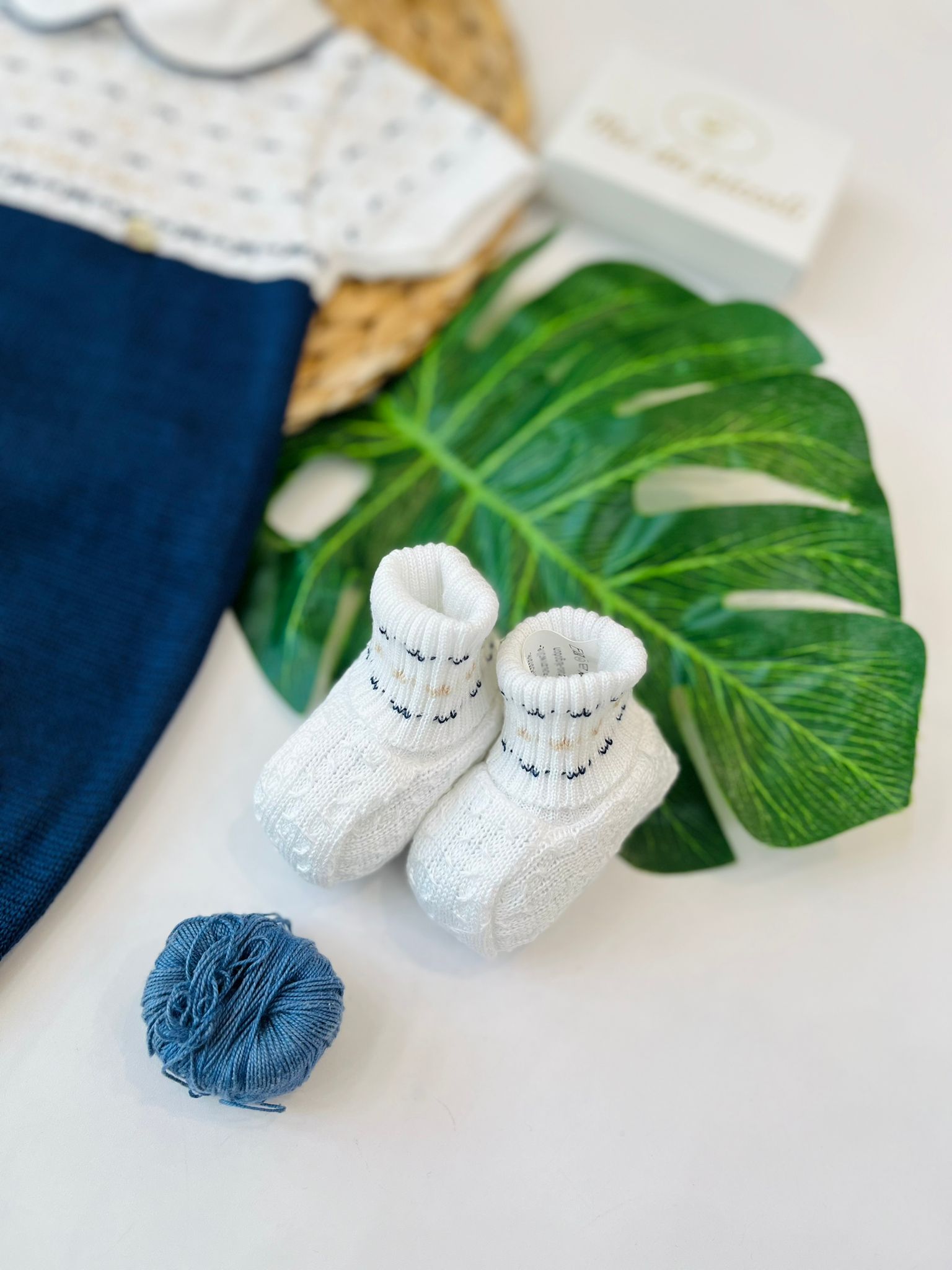 PAGLIACCETTO CON BABBUCCE 100% FILO DI COTONE BLU SABBIA - Noi da piccoli