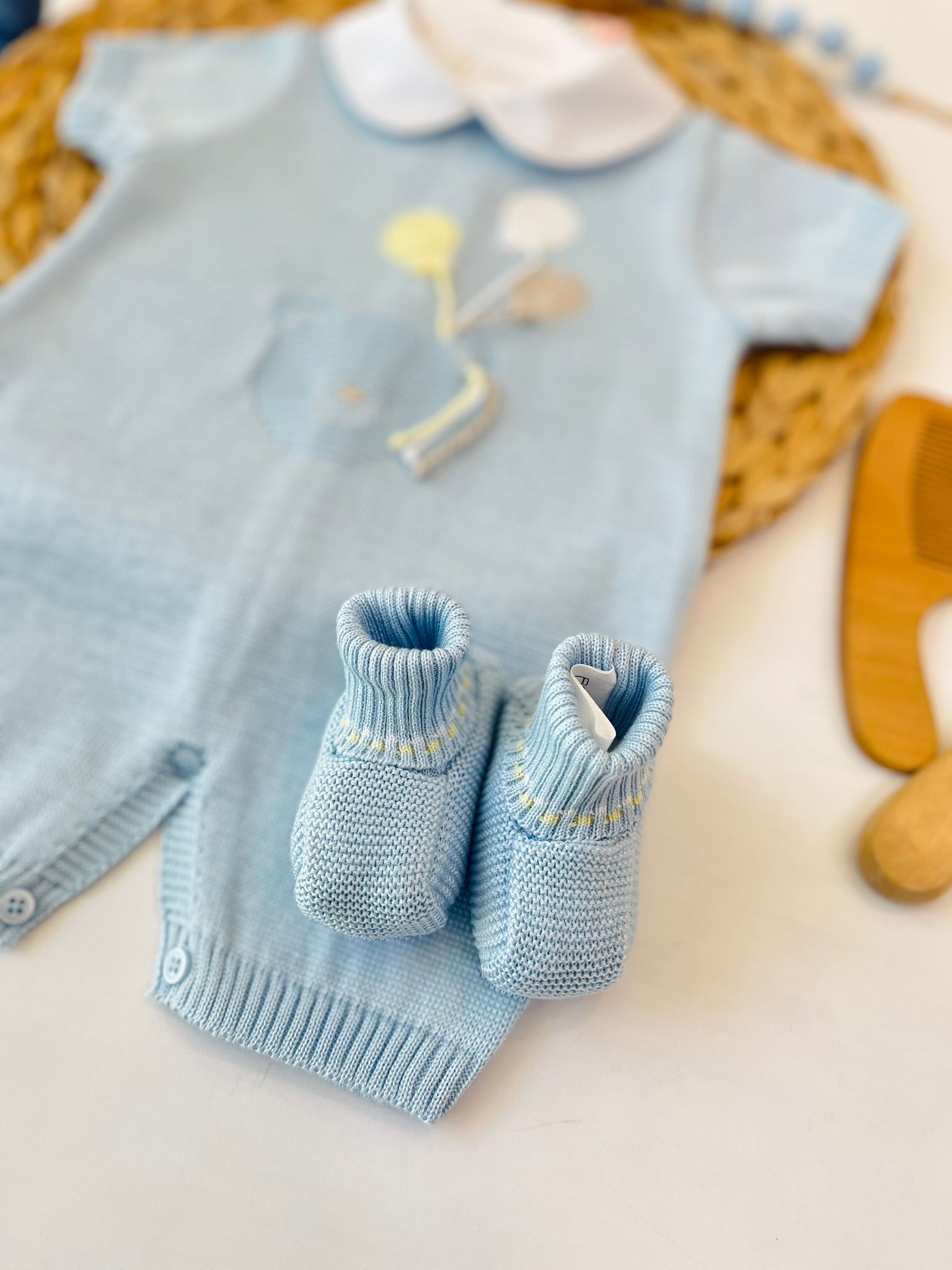 PAGLIACCETTO CON BABBUCCE 100% FILO DI COTONE CIELO - Noi da piccoli