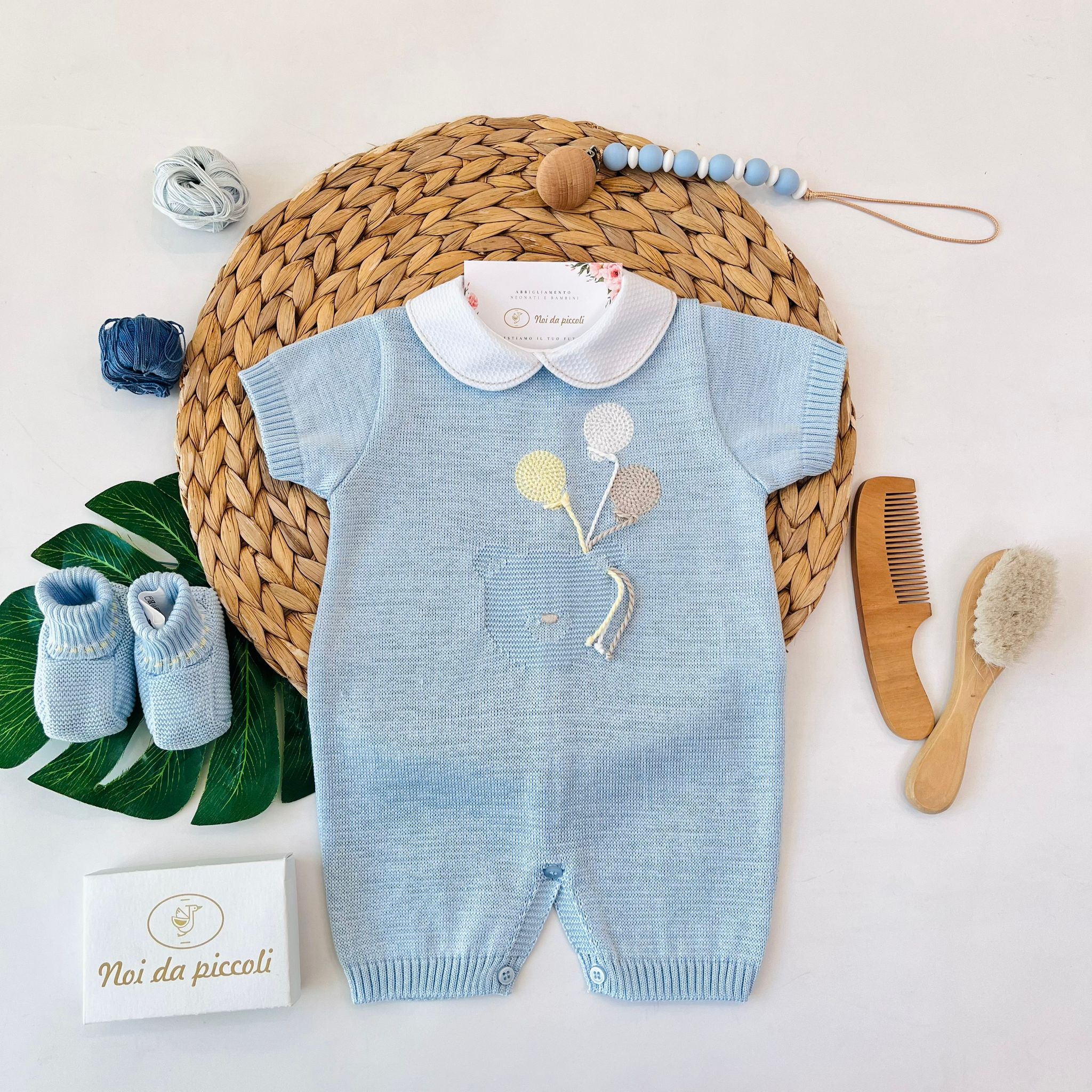 PAGLIACCETTO CON BABBUCCE 100% FILO DI COTONE CIELO - Noi da piccoli