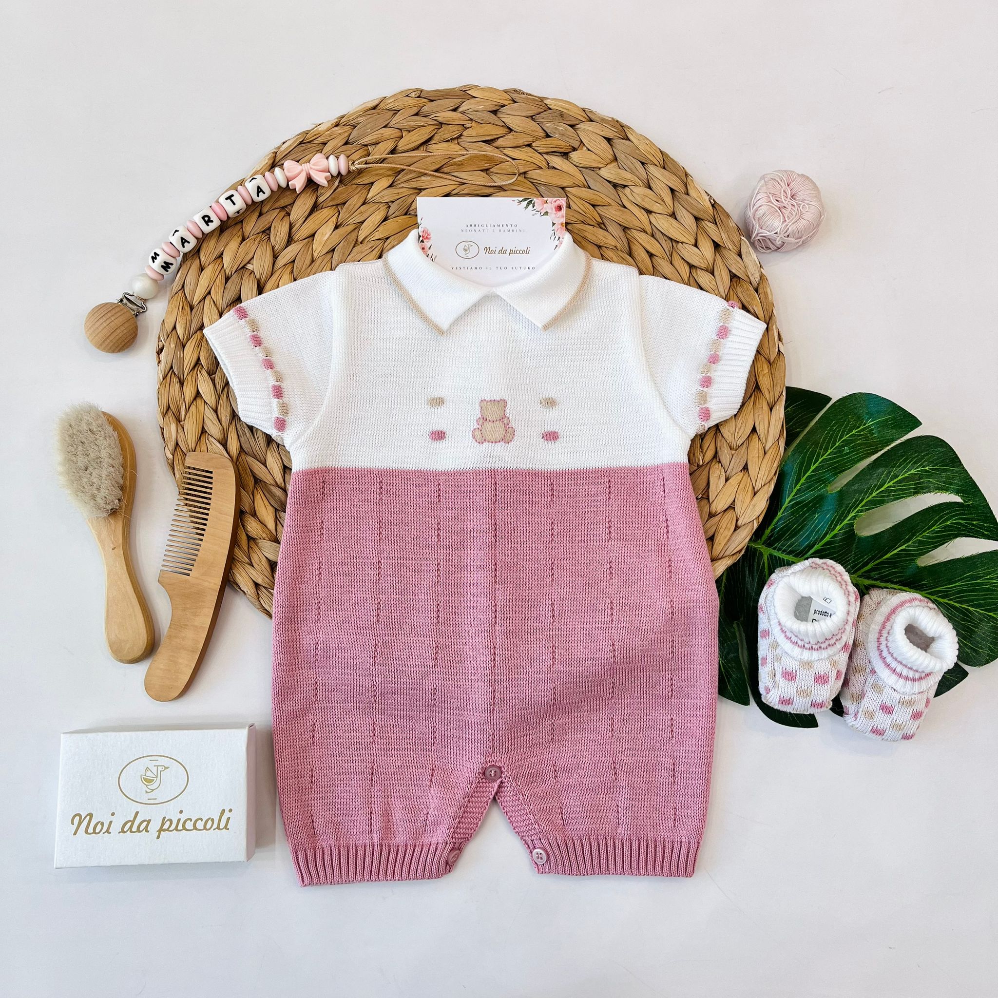 PAGLIACCETTO CON BABBUCCE 100% FILO DI COTONE MELOGRANO SABBIA - Noi da piccoli