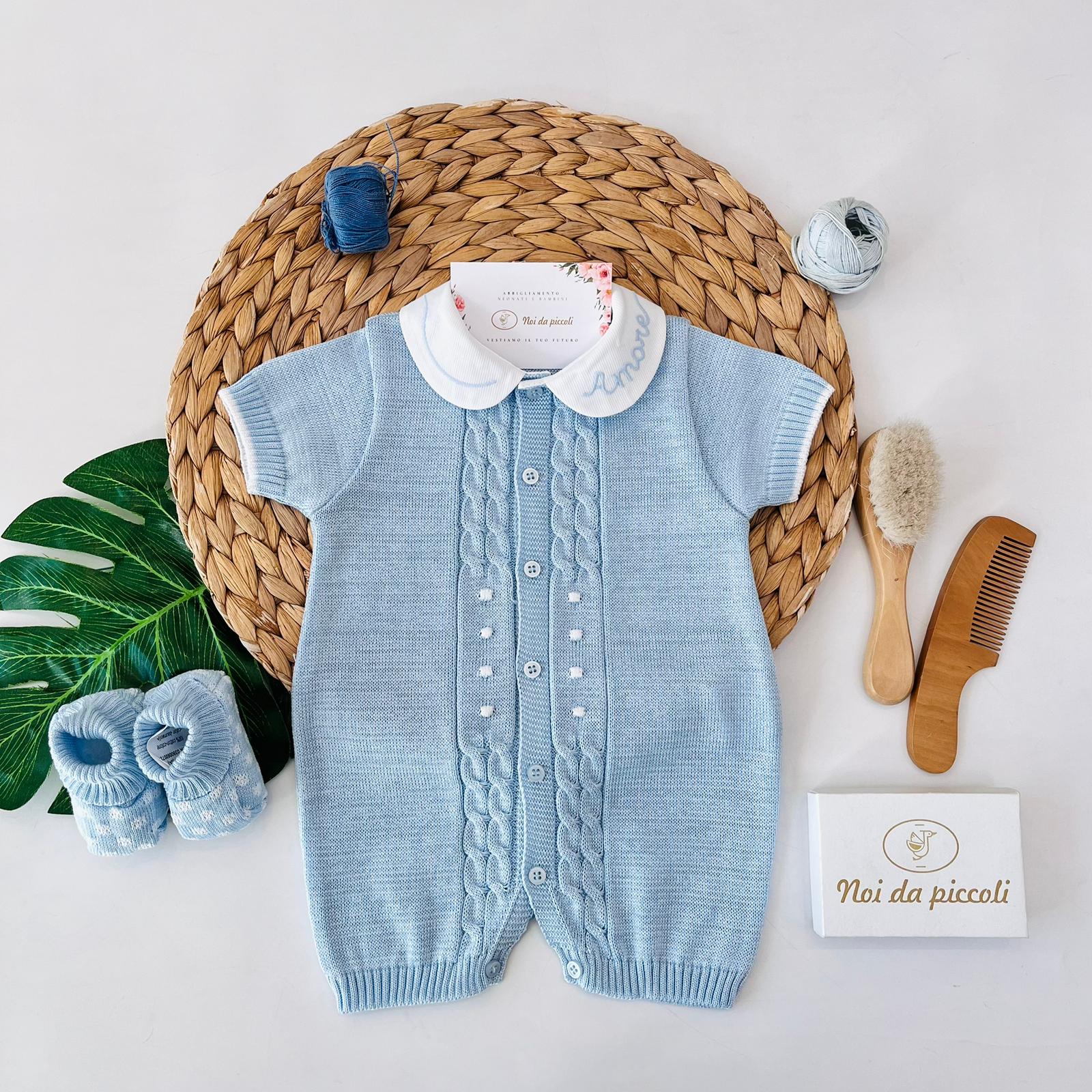 PAGLIACCETTO CON BABBUCCE 100% FILO DI COTONE POLVERE BIANCO - Noi da piccoli