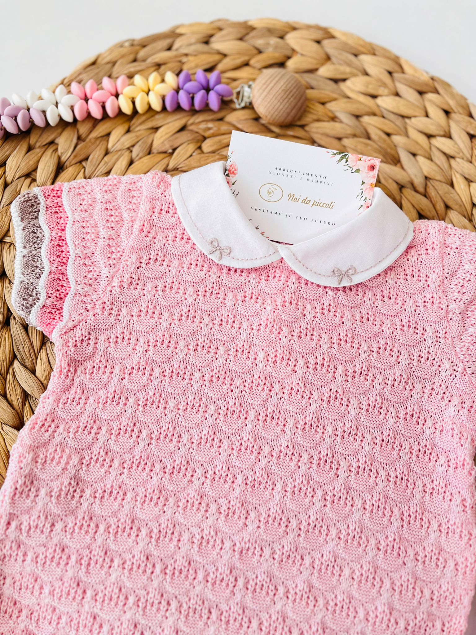 PAGLIACCETTO CON BABBUCCE 100% FILO DI COTONE ROSA MULTICOLOR - Noi da piccoli