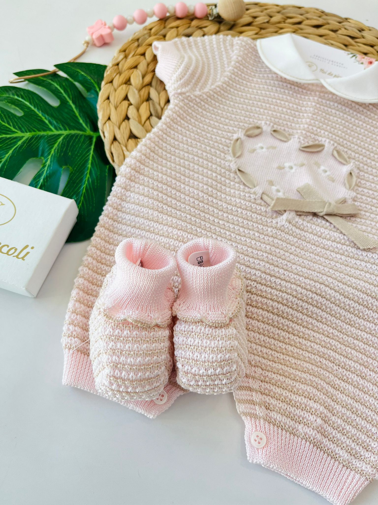 PAGLIACCETTO CON BABBUCCE 100% FILO DI COTONE ROSA SABBIA - Noi da piccoli