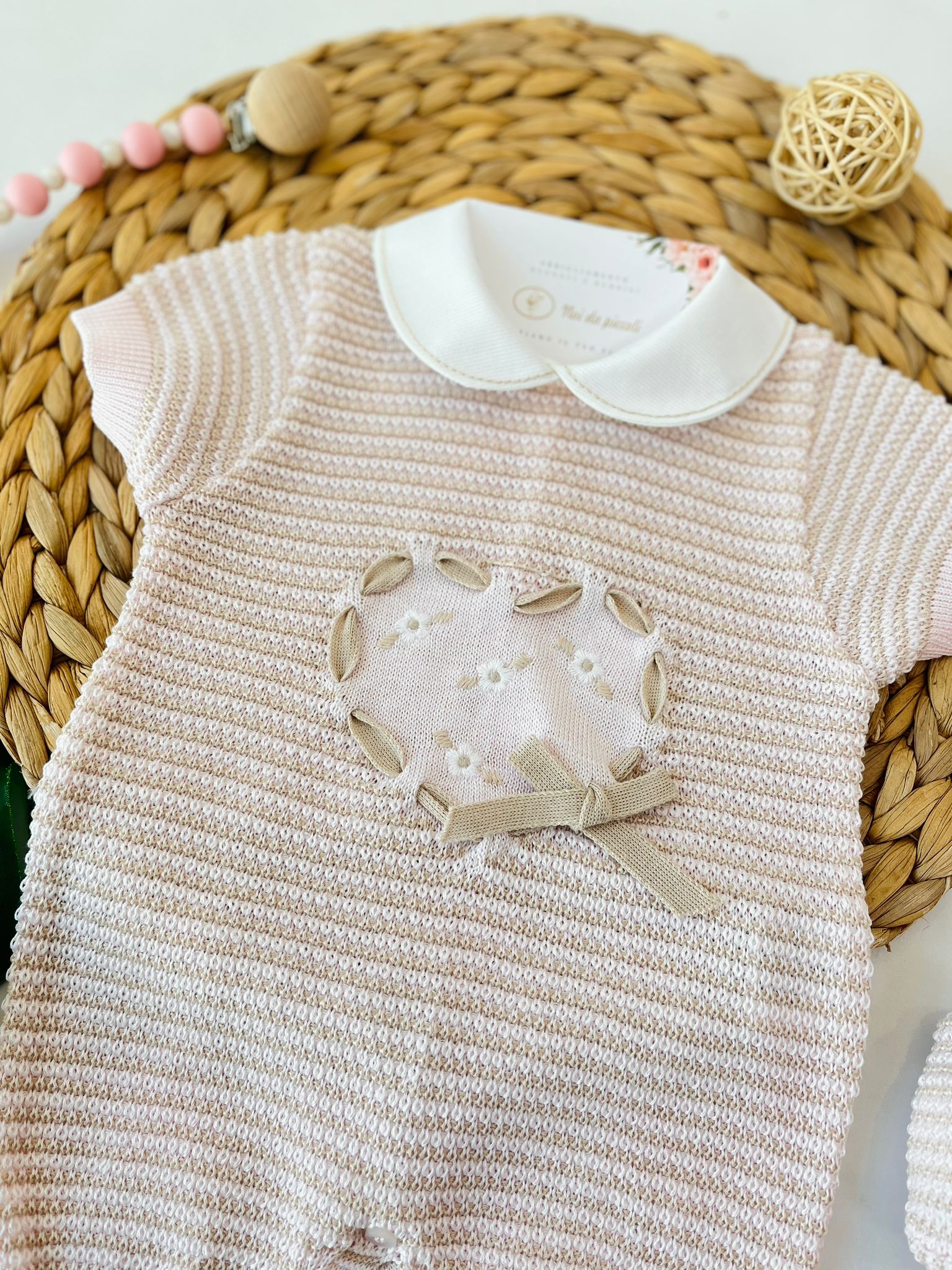 PAGLIACCETTO CON BABBUCCE 100% FILO DI COTONE ROSA SABBIA - Noi da piccoli