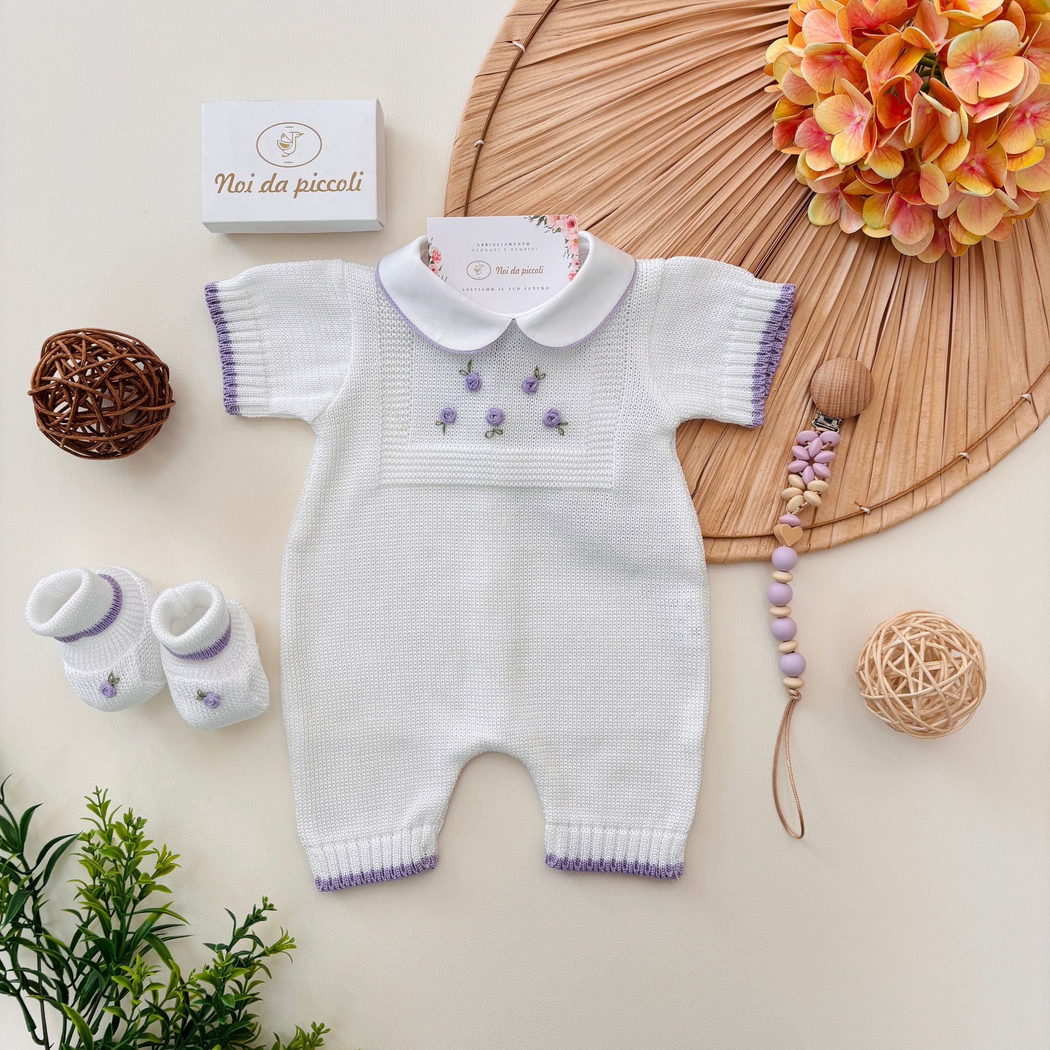 PAGLIACCETTO CON BABBUCCE 100% FILO DI COTONE ROSELLINE DI LILLA' - Noi da piccoli