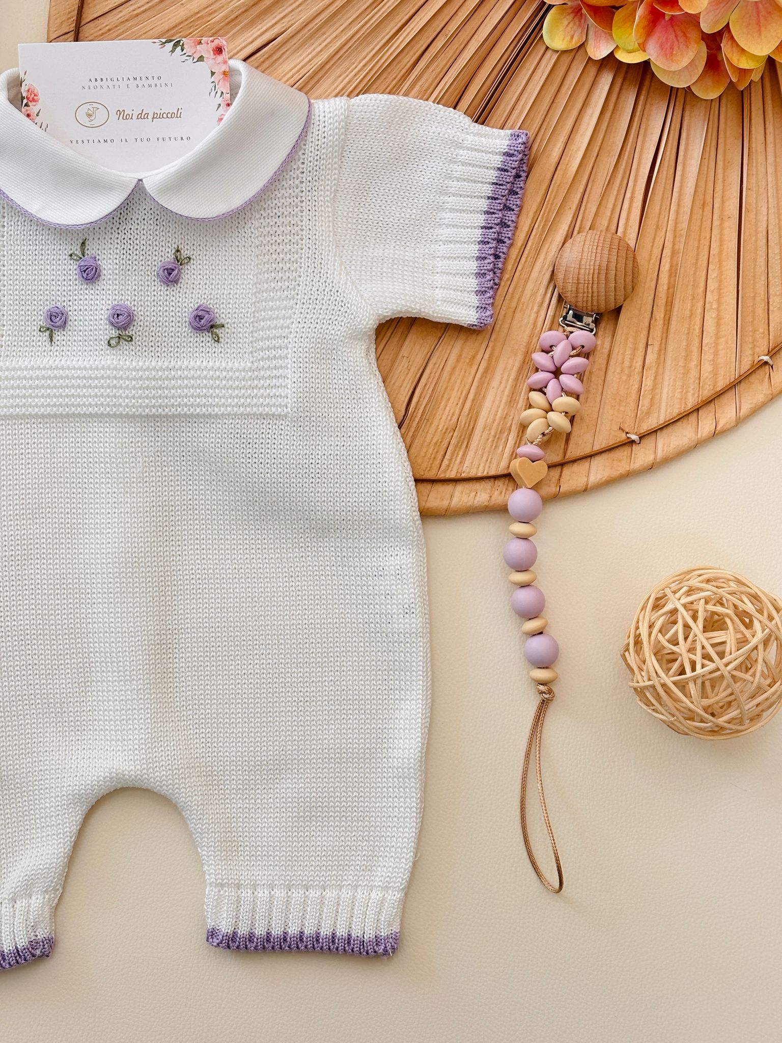 PAGLIACCETTO CON BABBUCCE 100% FILO DI COTONE ROSELLINE DI LILLA' - Noi da piccoli