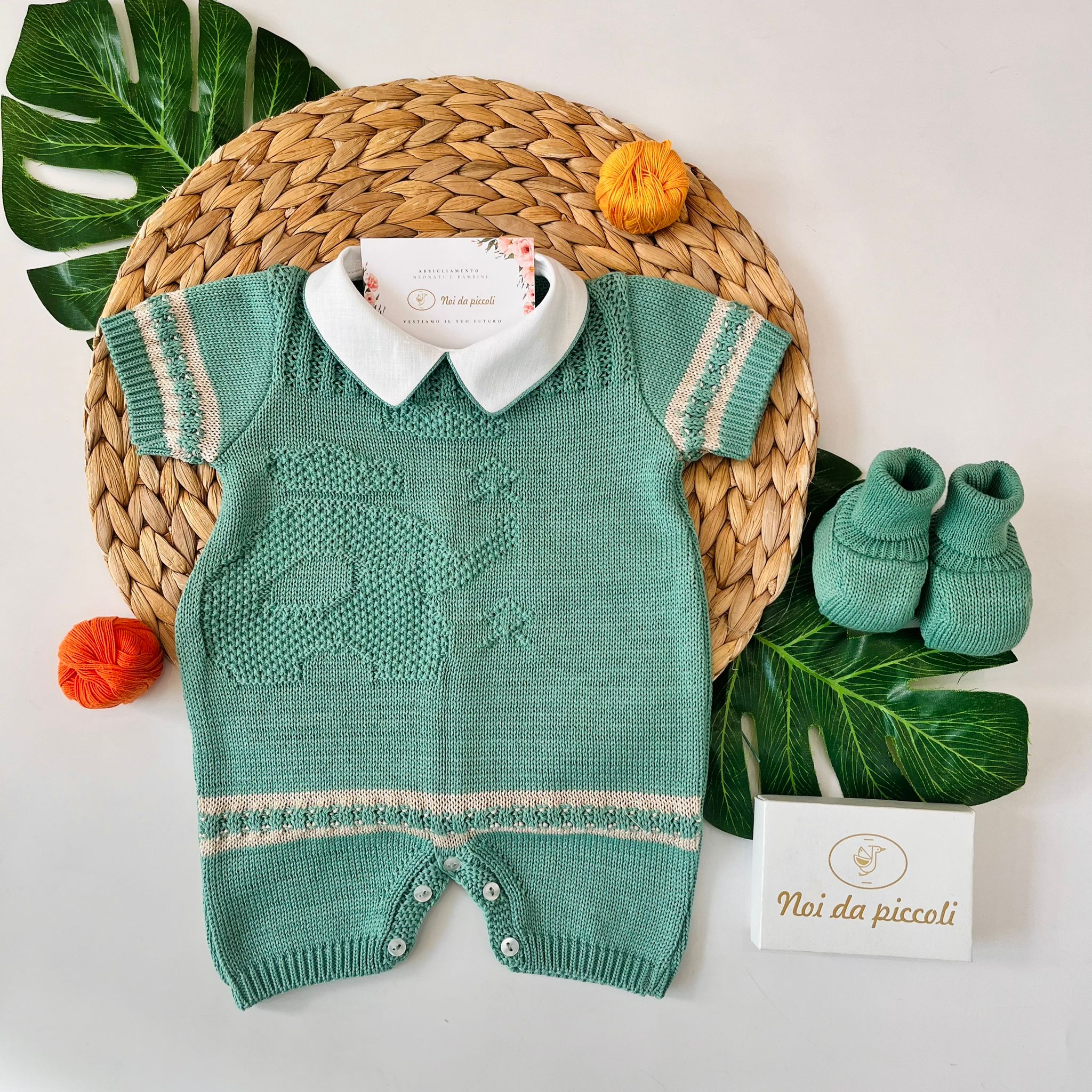 PAGLIACCETTO CON BABBUCCE 100% FILO DI COTONE VERDE - Noi da piccoli