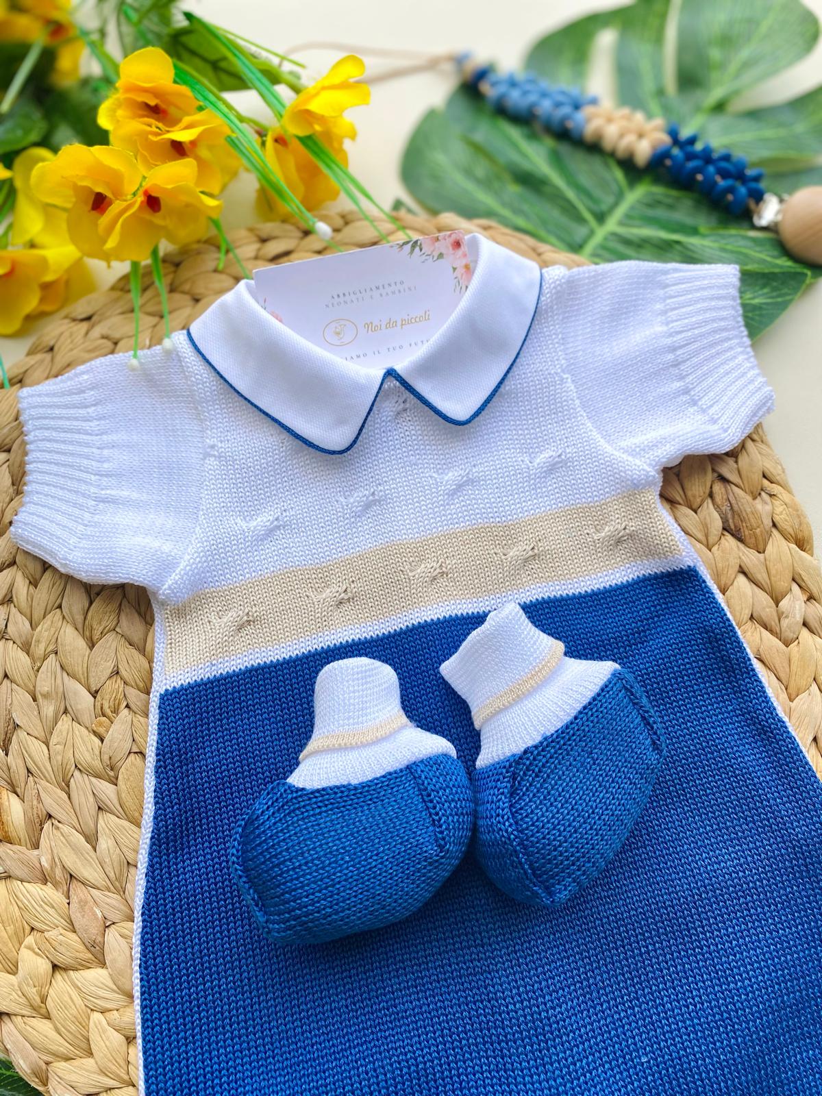 PAGLIACCETTO CON BABBUCCE BIANCO BEIGE E BLU - Noi da piccoli