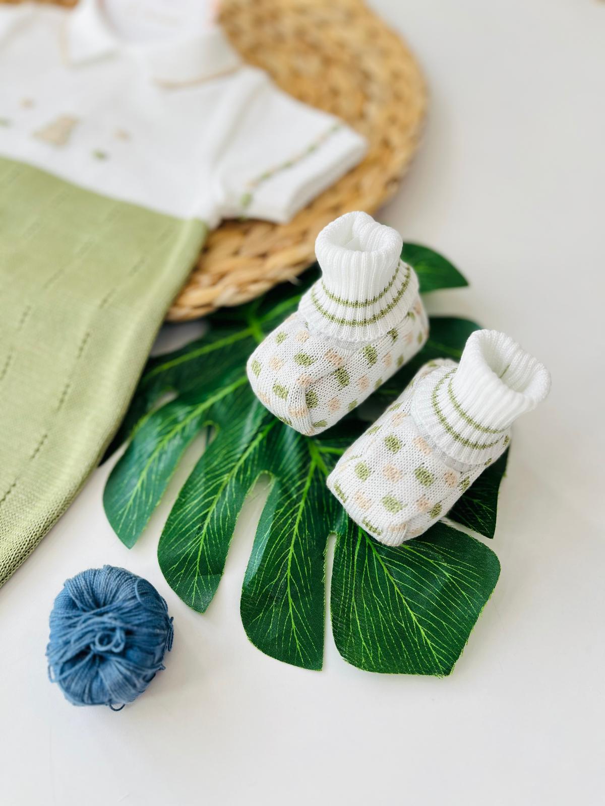 PAGLIACCETTO CON BABBUCCE POIS 100% FILO DI COTONE OLIVA SABBIA - Noi da piccoli