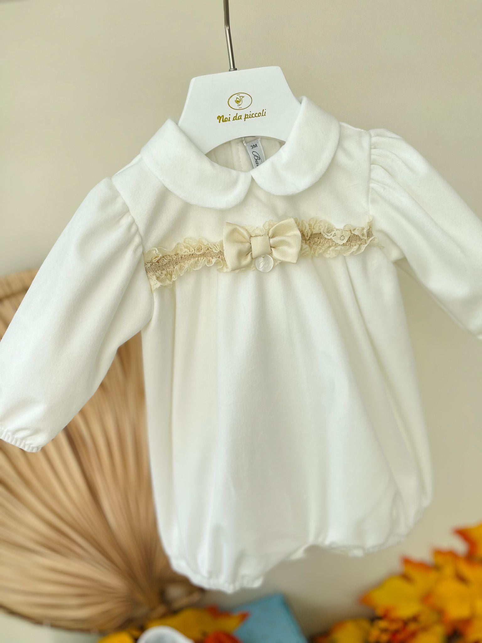 PAGLIACCETTO CON BALZA CHAMPAGNE VELLUTINO PANNA - Noi da piccoli