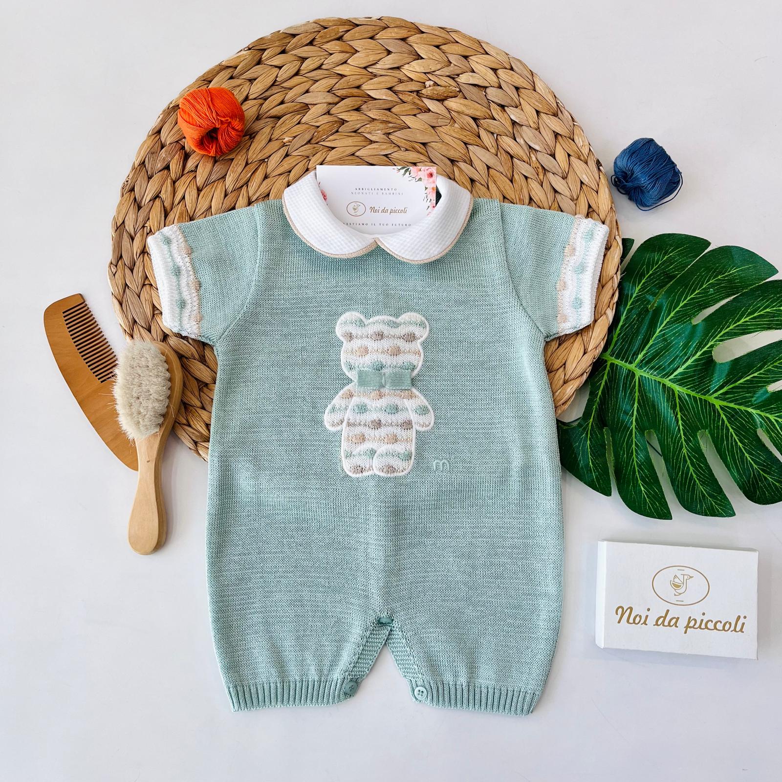 PAGLIACCETTO CON ORSETTO 100% FILO DI COTONE SALVIA MULTICOLOR - Noi da piccoli