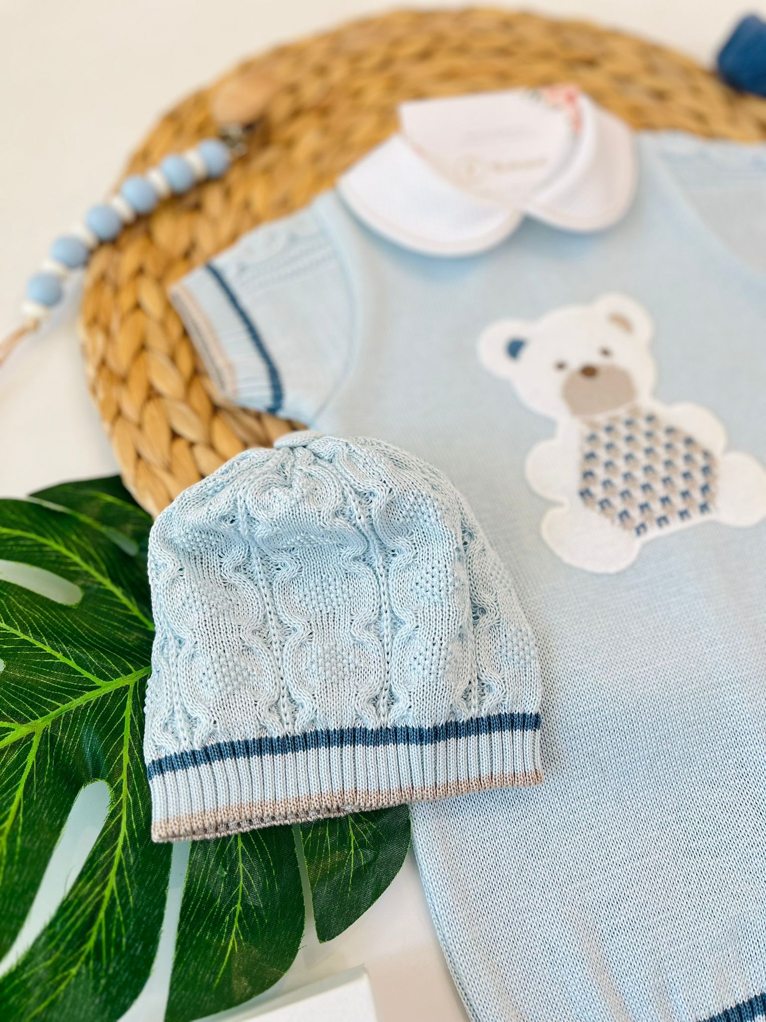 PAGLIACCETTO CON PARURE 100% FILO DI COTONE CIELO NOCE - Noi da piccoli