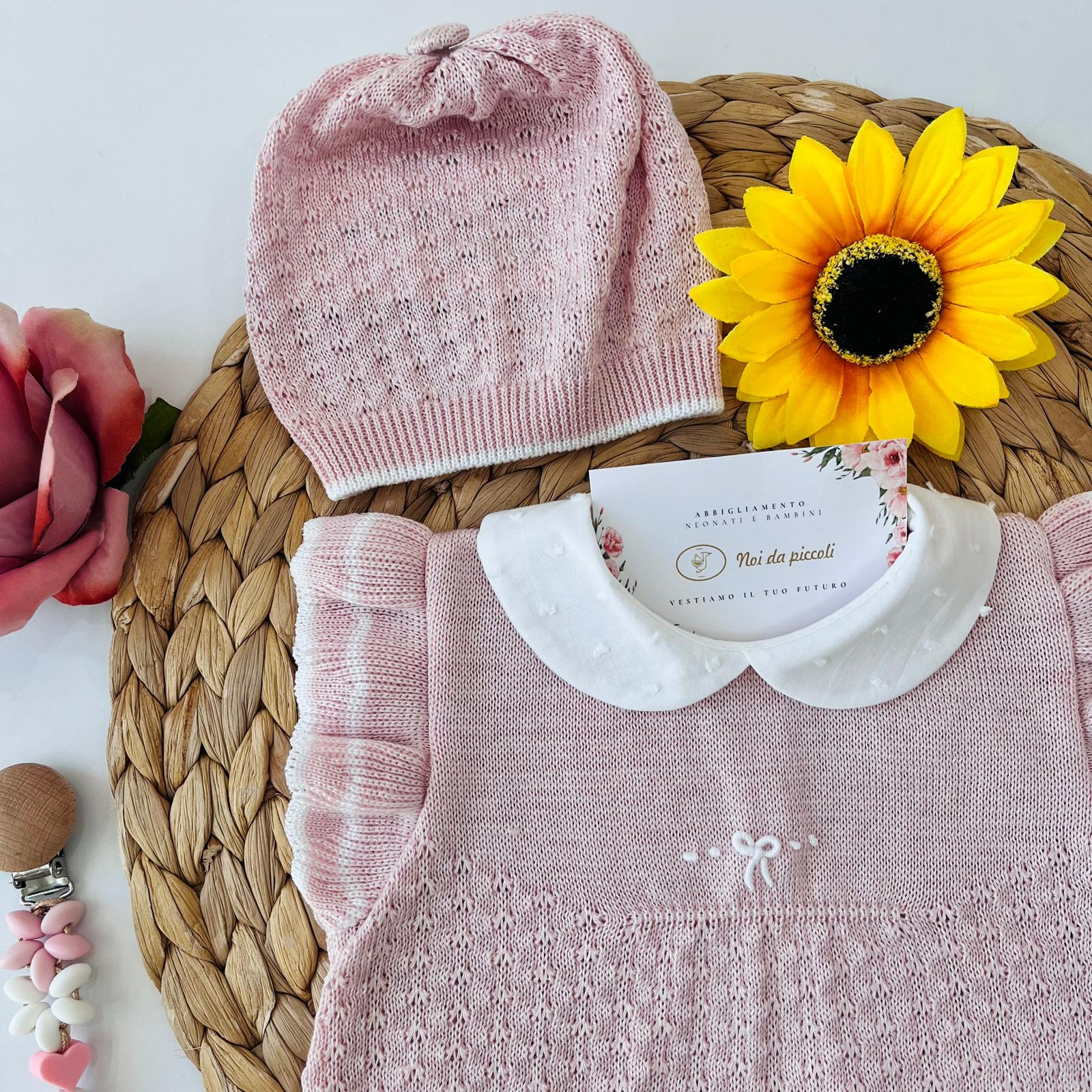 pagliaccetto con set parure 100 % COTONE Rosa - Noi da piccoli