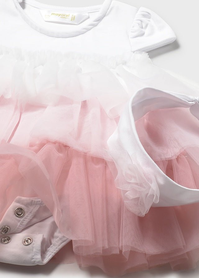 PAGLIACCETTO CON TULLE CON FASCIA BIANCO ROSA - Noi da piccoli