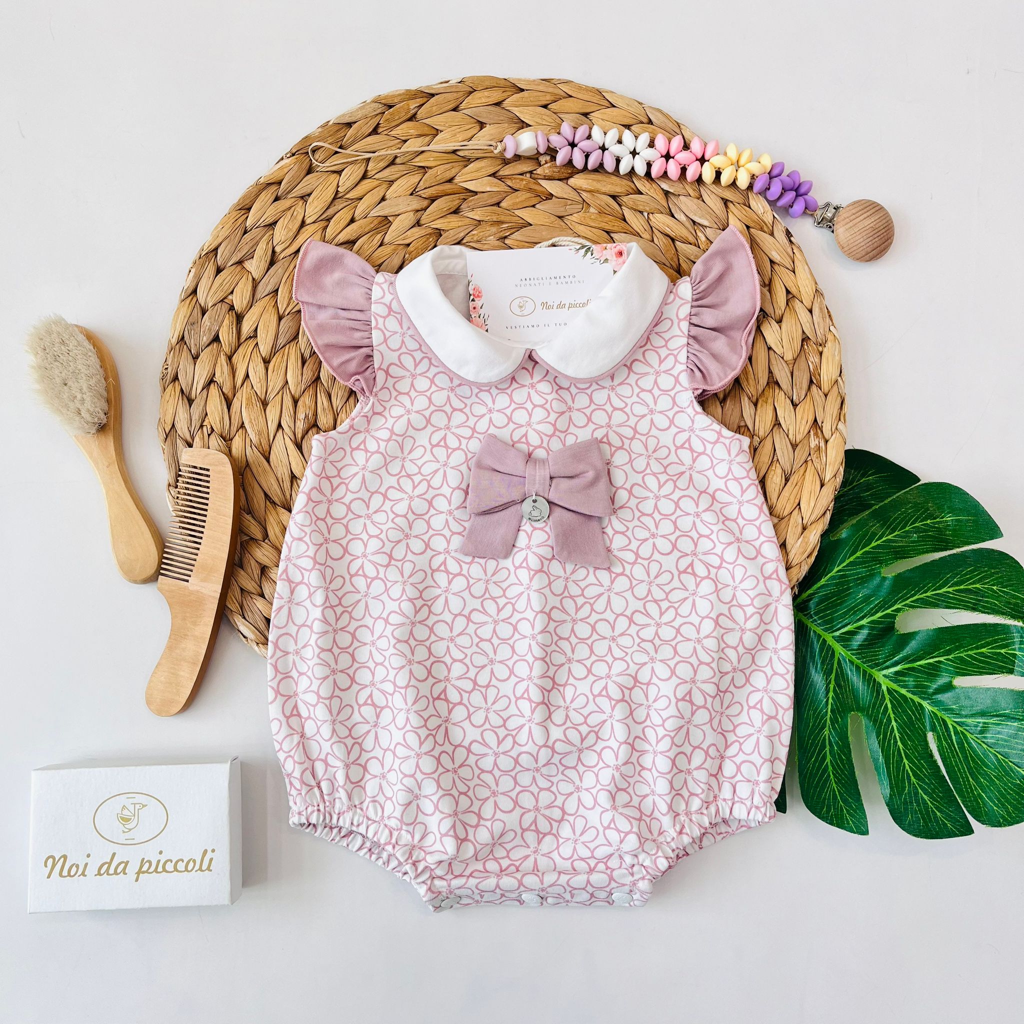 PAGLIACCETTO COTONE FRESCO BIANCO ROSA - Noi da piccoli