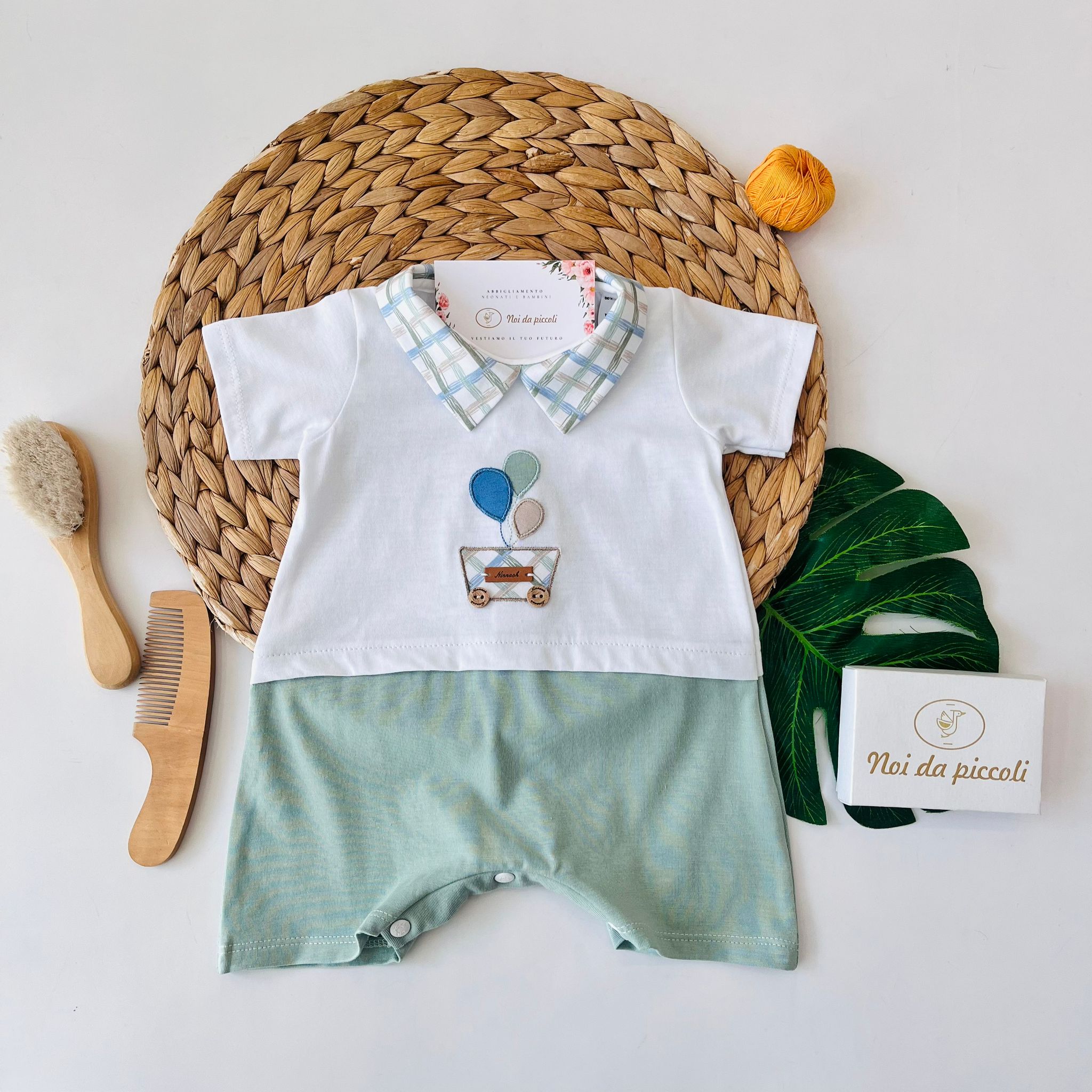 PAGLIACCETTO COTONE FRESCO BIANCO SALVIA PALLONCINO - Noi da piccoli