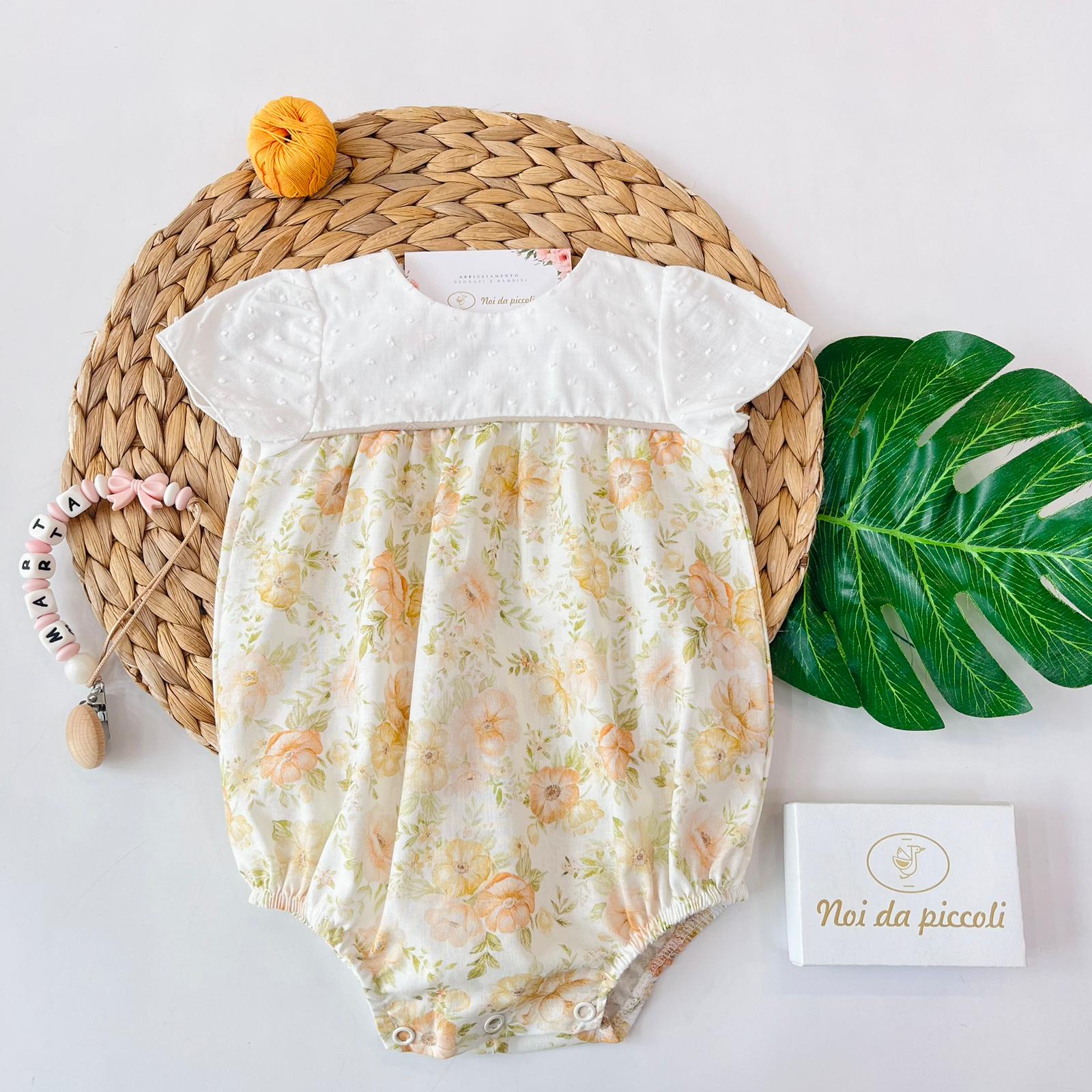 PAGLIACCETTO FIORI 100 % COTONE BIANCO - Noi da piccoli