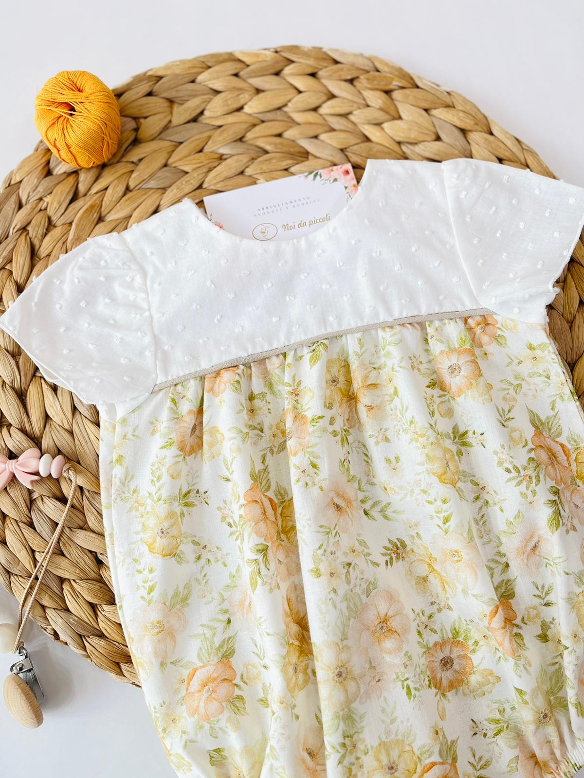 PAGLIACCETTO FIORI 100 % COTONE BIANCO - Noi da piccoli