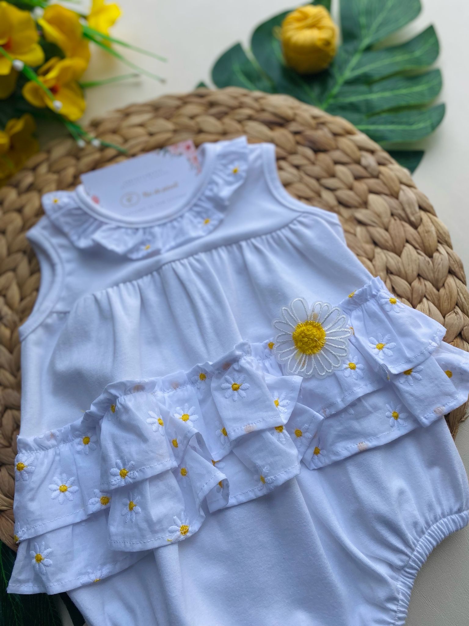 PAGLIACCETTO in colorazione Bianco con fiorellini gialli - Noi da piccoli