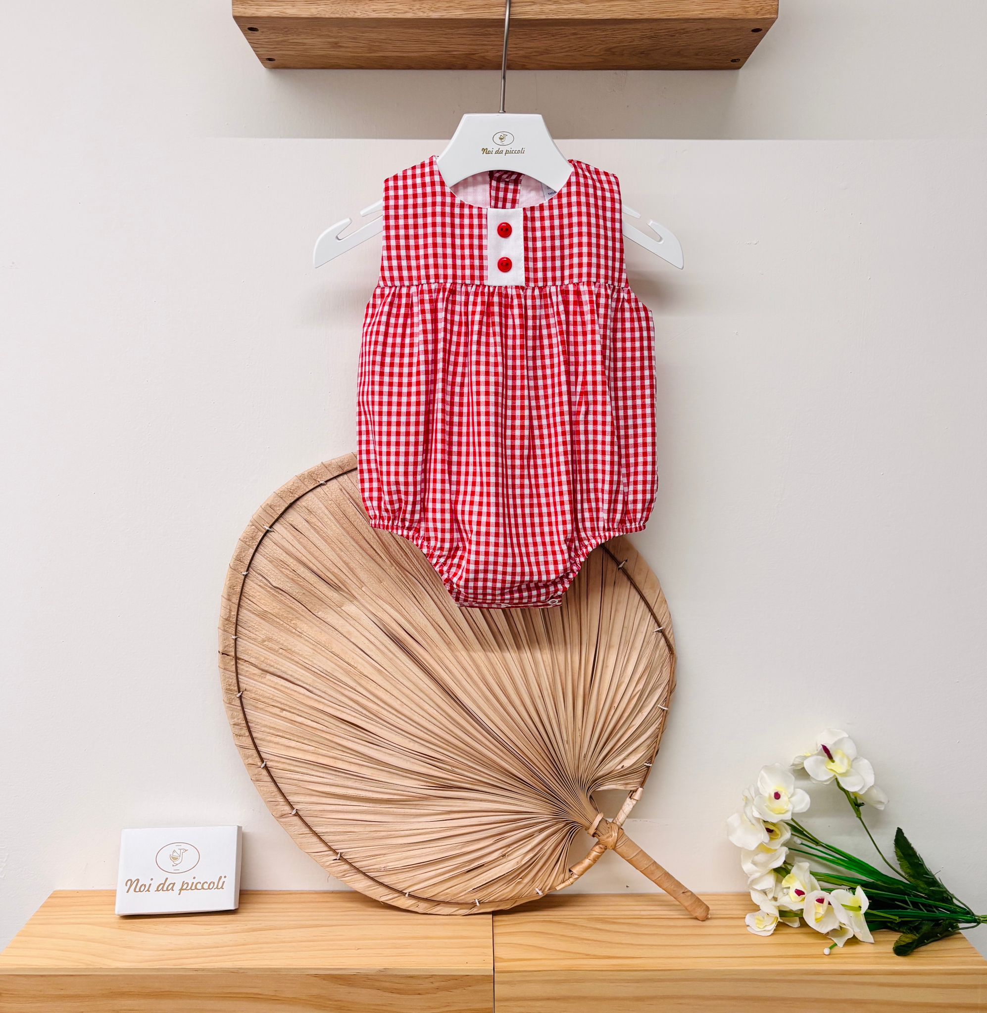 PAGLIACCETTO IN COTONE A QUADRATINI ROSSO - Noi da piccoli