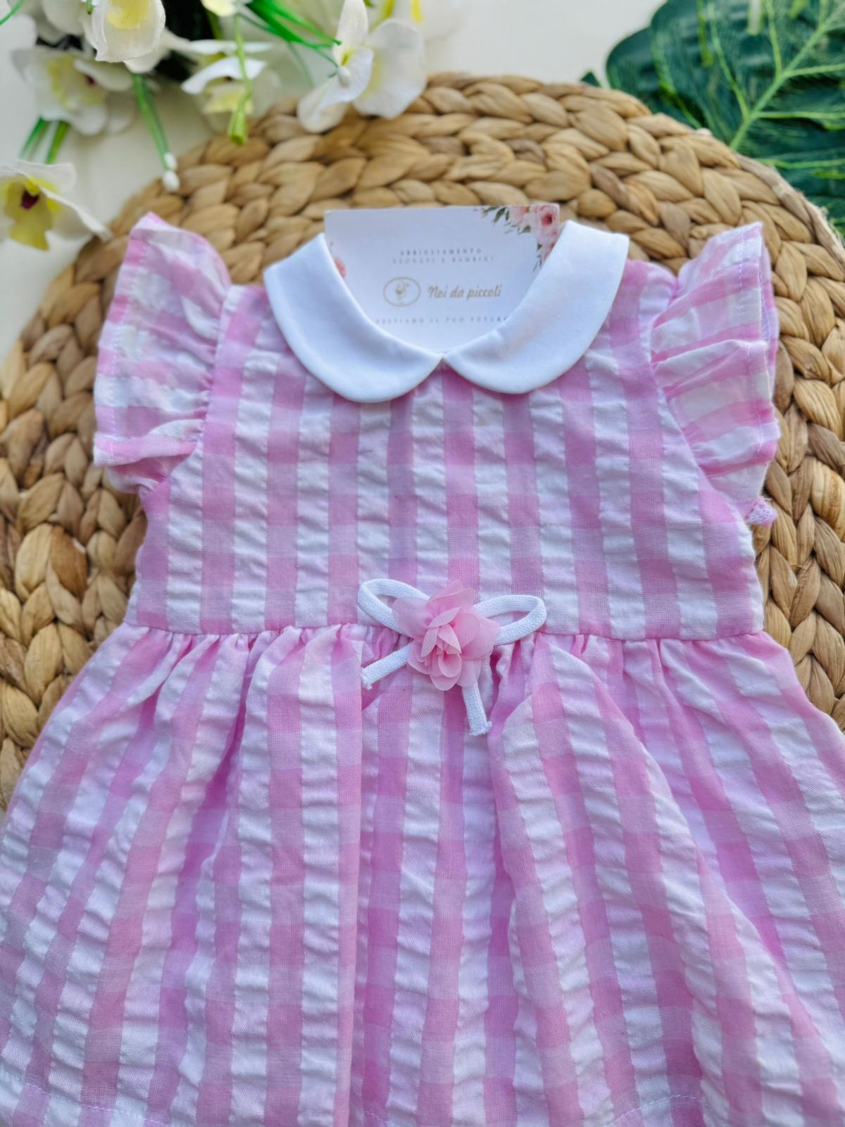 PAGLIACCETTO IN COTONE A QUADRONI ROSA - Noi da piccoli