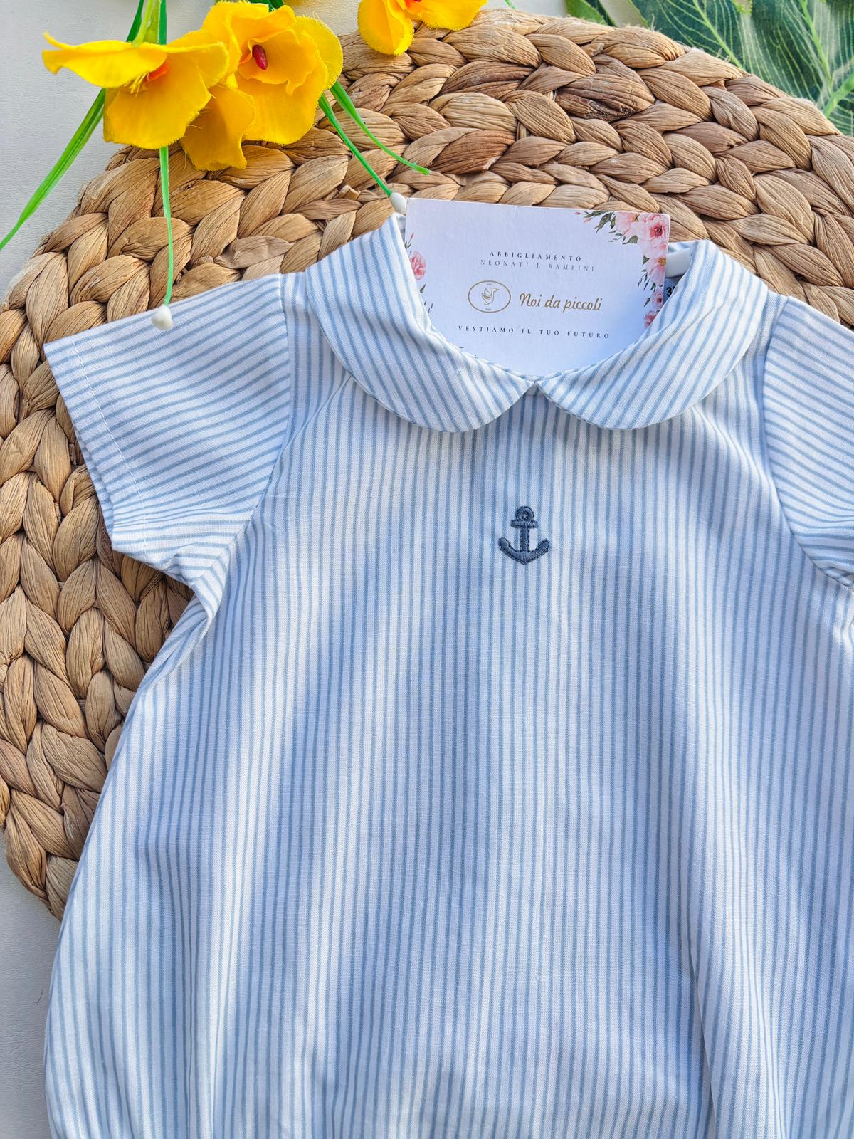 PAGLIACCETTO IN COTONE A RIGHE BIANCO CIELO - Noi da piccoli
