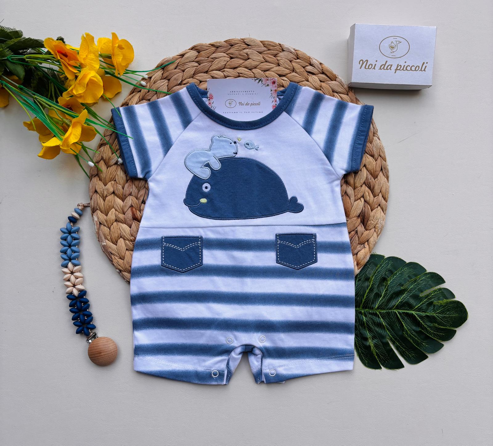 PAGLIACCETTO IN COTONE A RIGHE BLU - Noi da piccoli